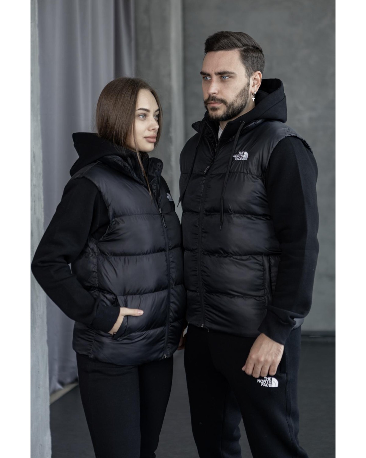 Комплект The North Face жилет - зіп - худі - штани чорний