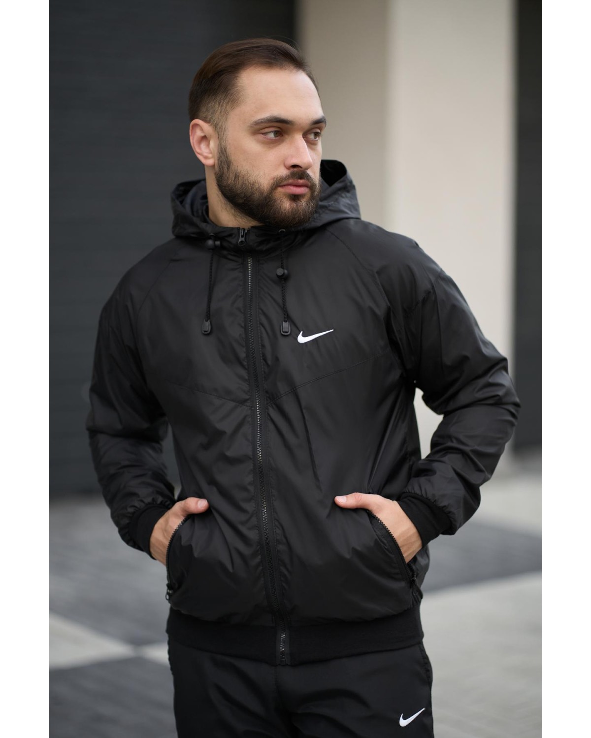 Комплект Nike вітрівка "Windrunner Jacket" чорна + штани "President" чорні