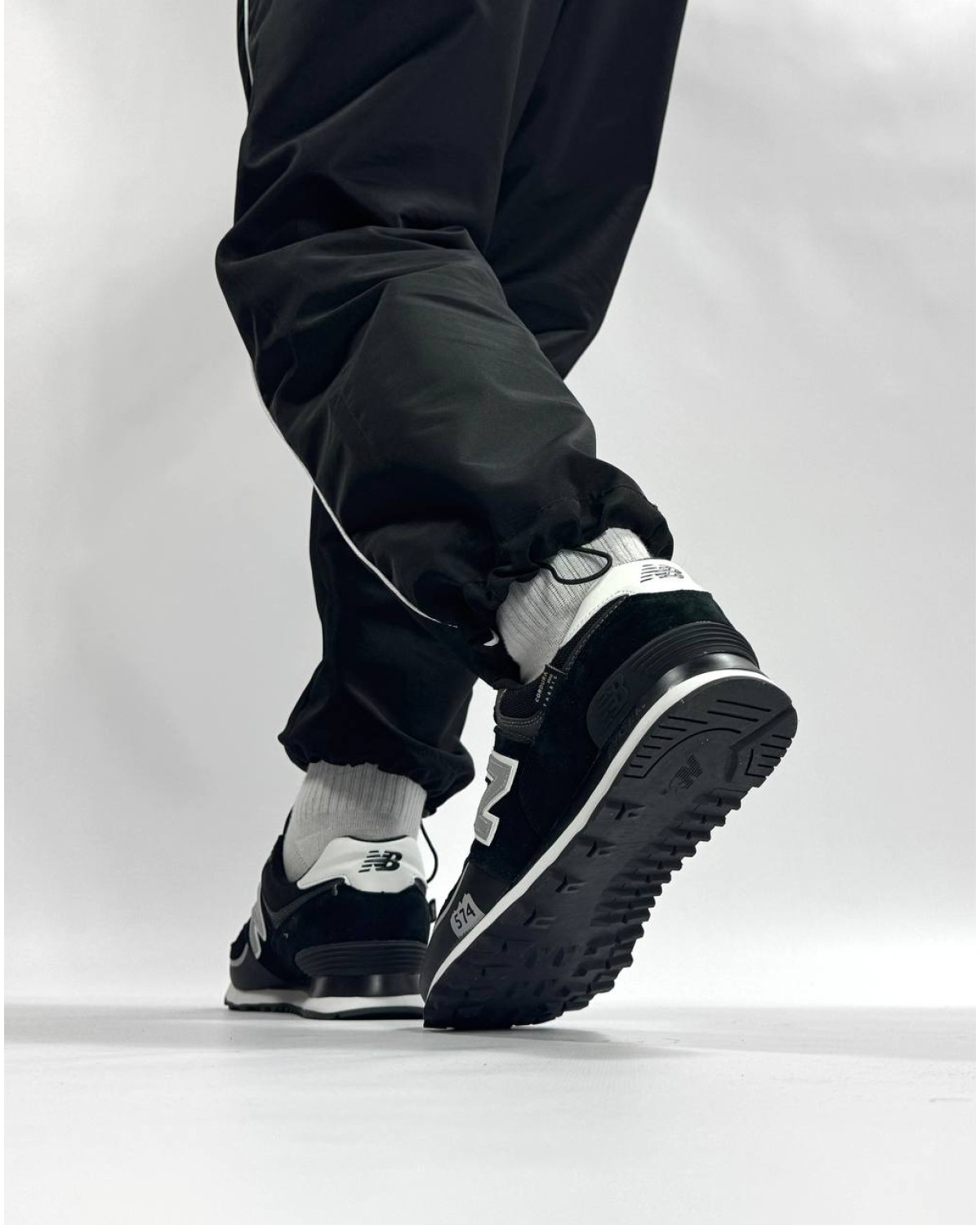New Balance 574 Black White Cordura