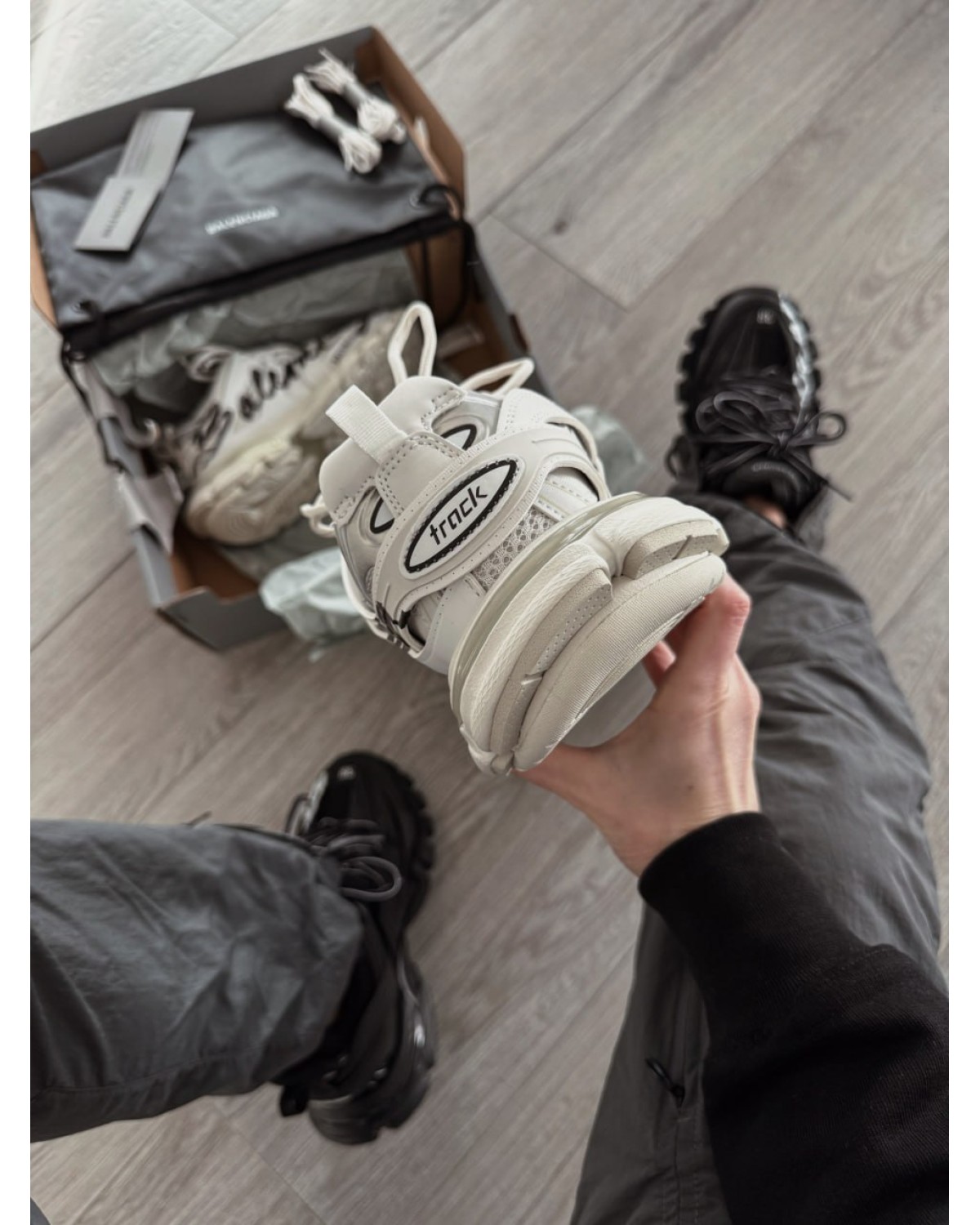 Balenciaga Track Signature Sneaker in White/black