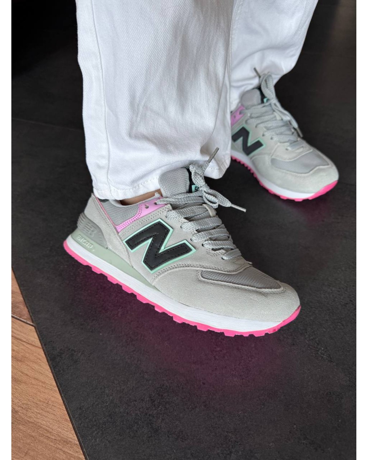 New Balance 574 Grey/Pink/Mint