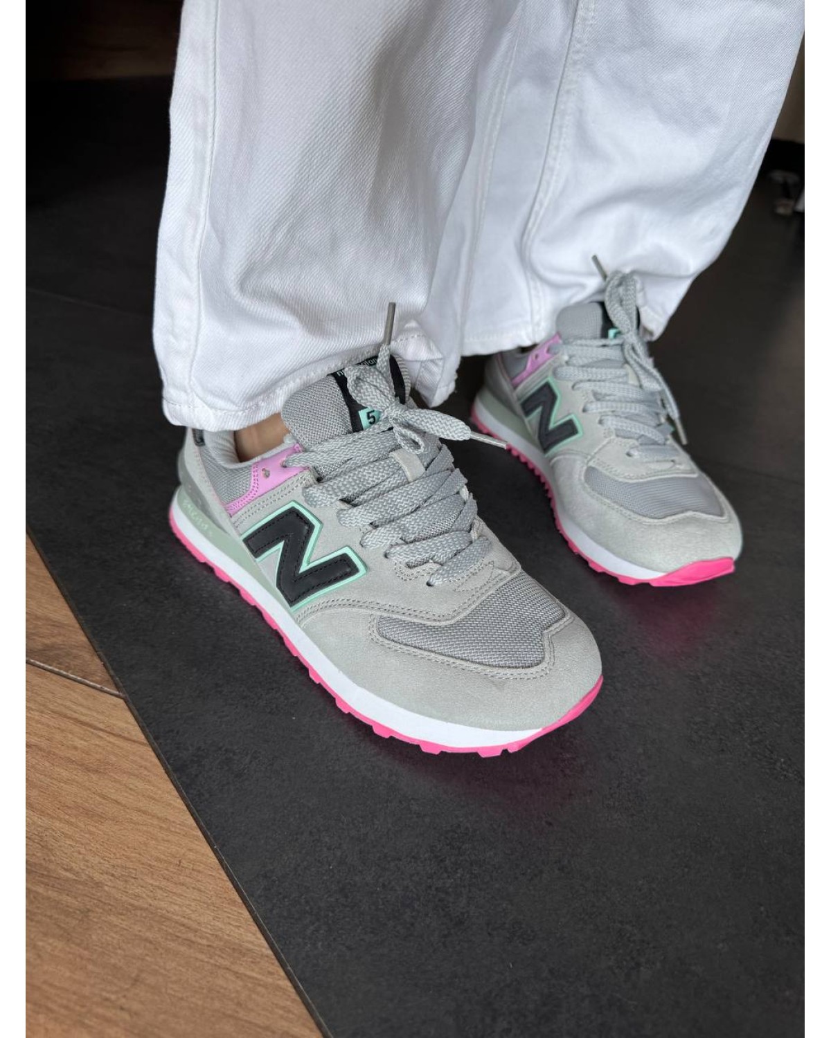New Balance 574 Grey/Pink/Mint