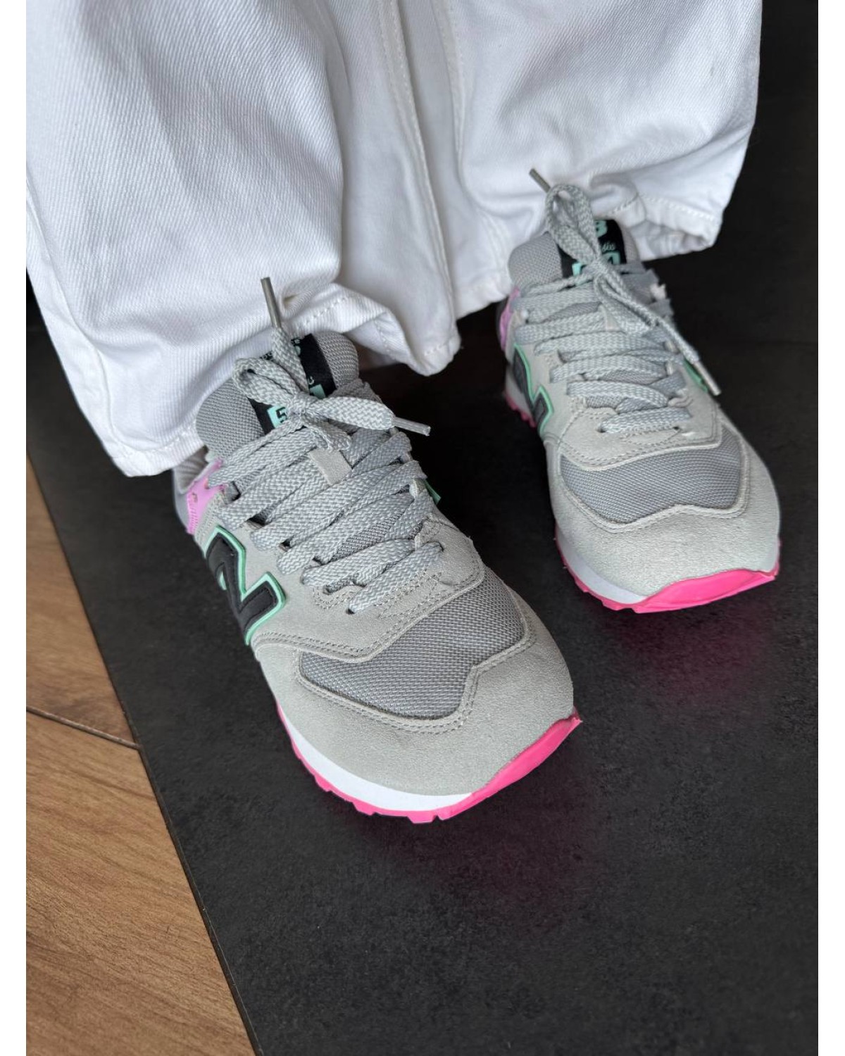 New Balance 574 Grey/Pink/Mint