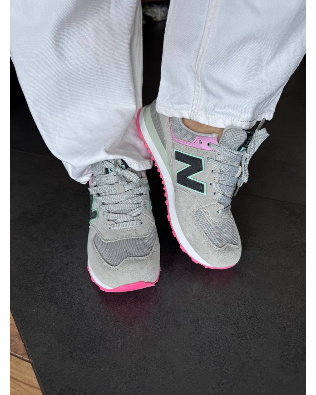 New Balance 574 Grey/Pink/Mint