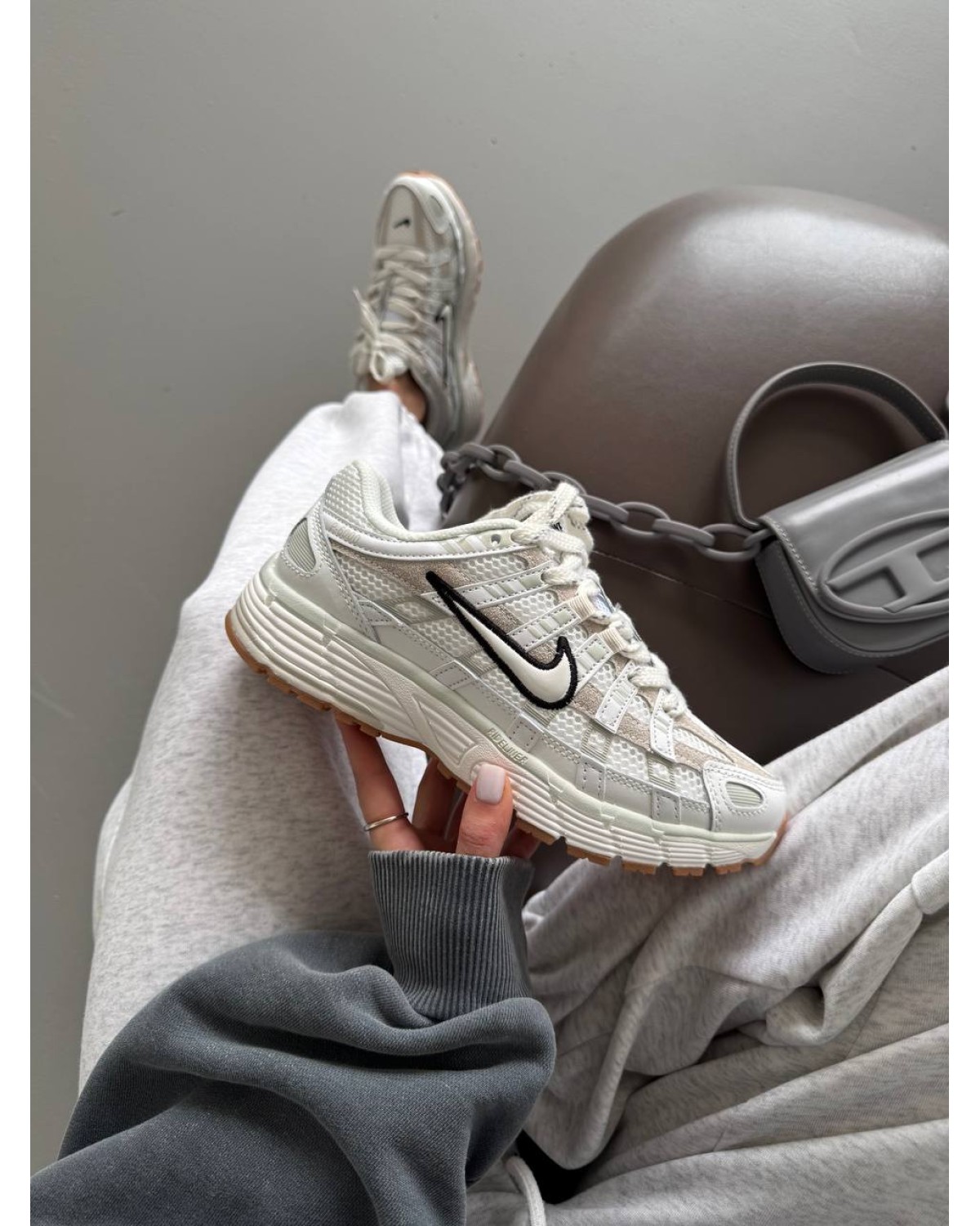 Nike P-6000 White Black Swoosh