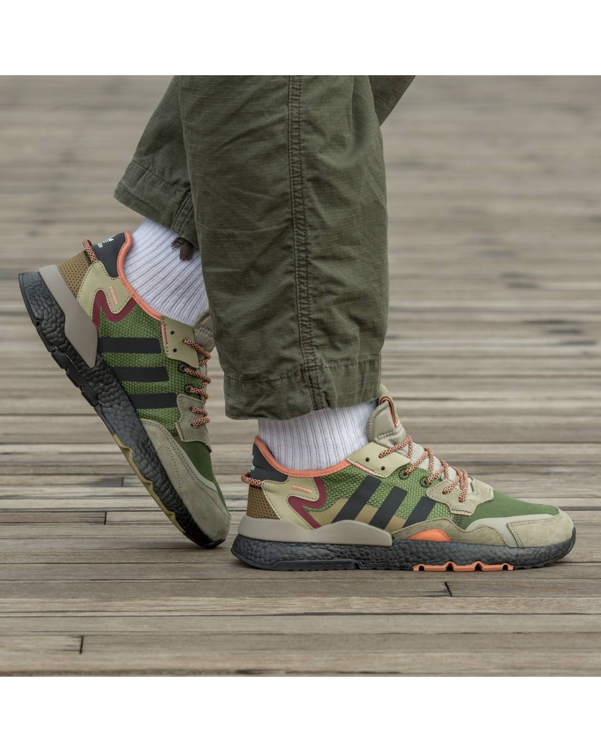 Adidas Nite Jogger Boost Core Black Orange Dark Green