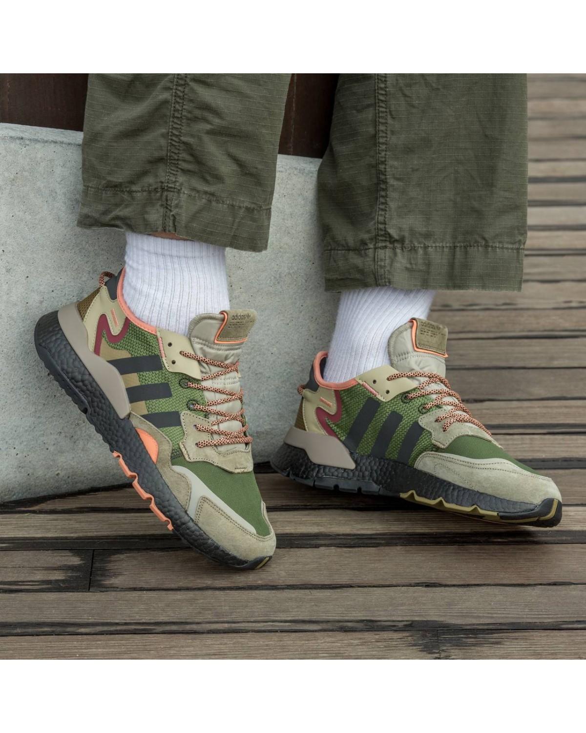 Adidas Nite Jogger Boost Core Black Orange Dark Green