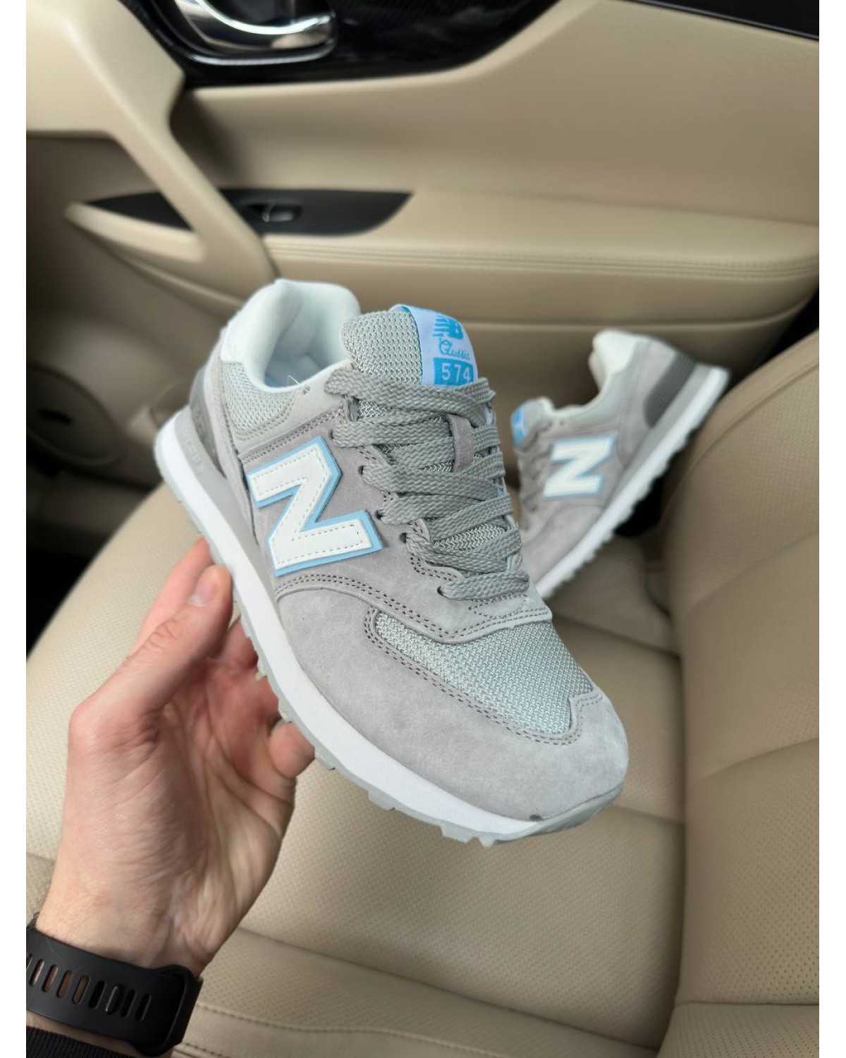 New Balance 574 Light Grey / Blue