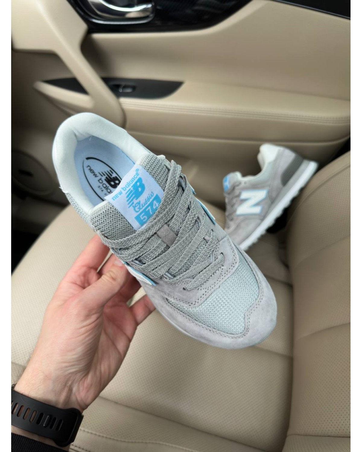 New Balance 574 Light Grey / Blue