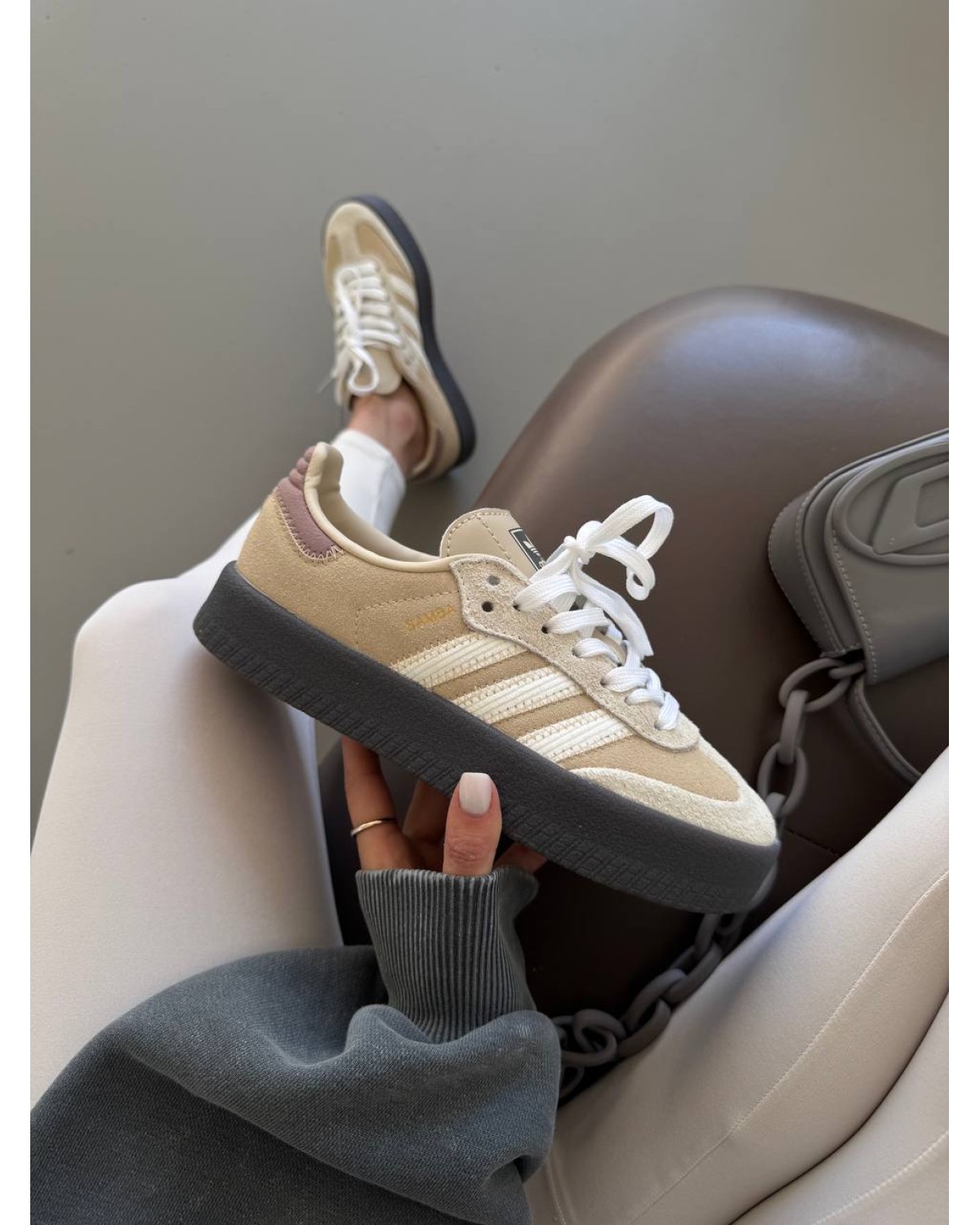 Adidas Samba Beige / Black Platform