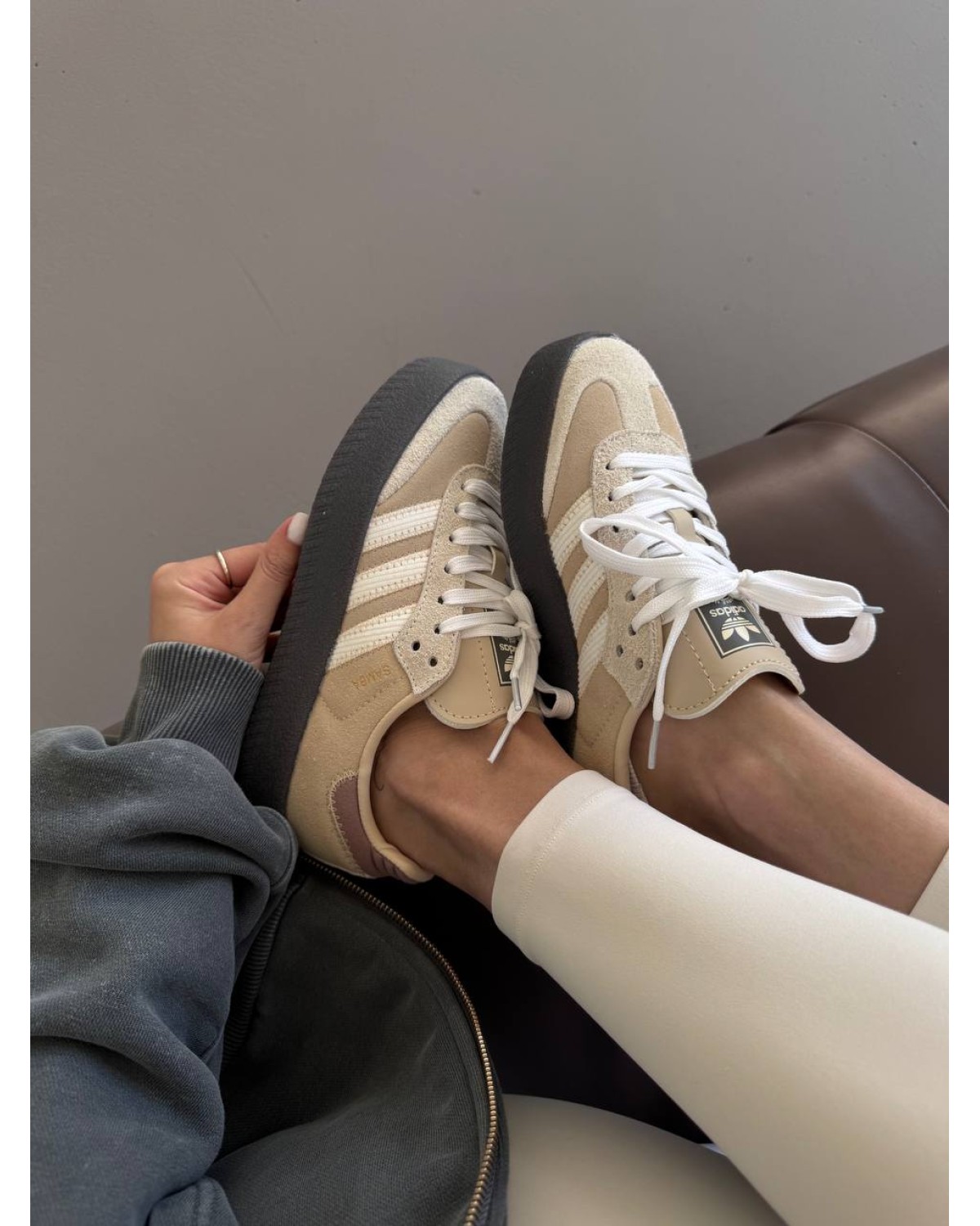 Adidas Samba Beige / Black Platform