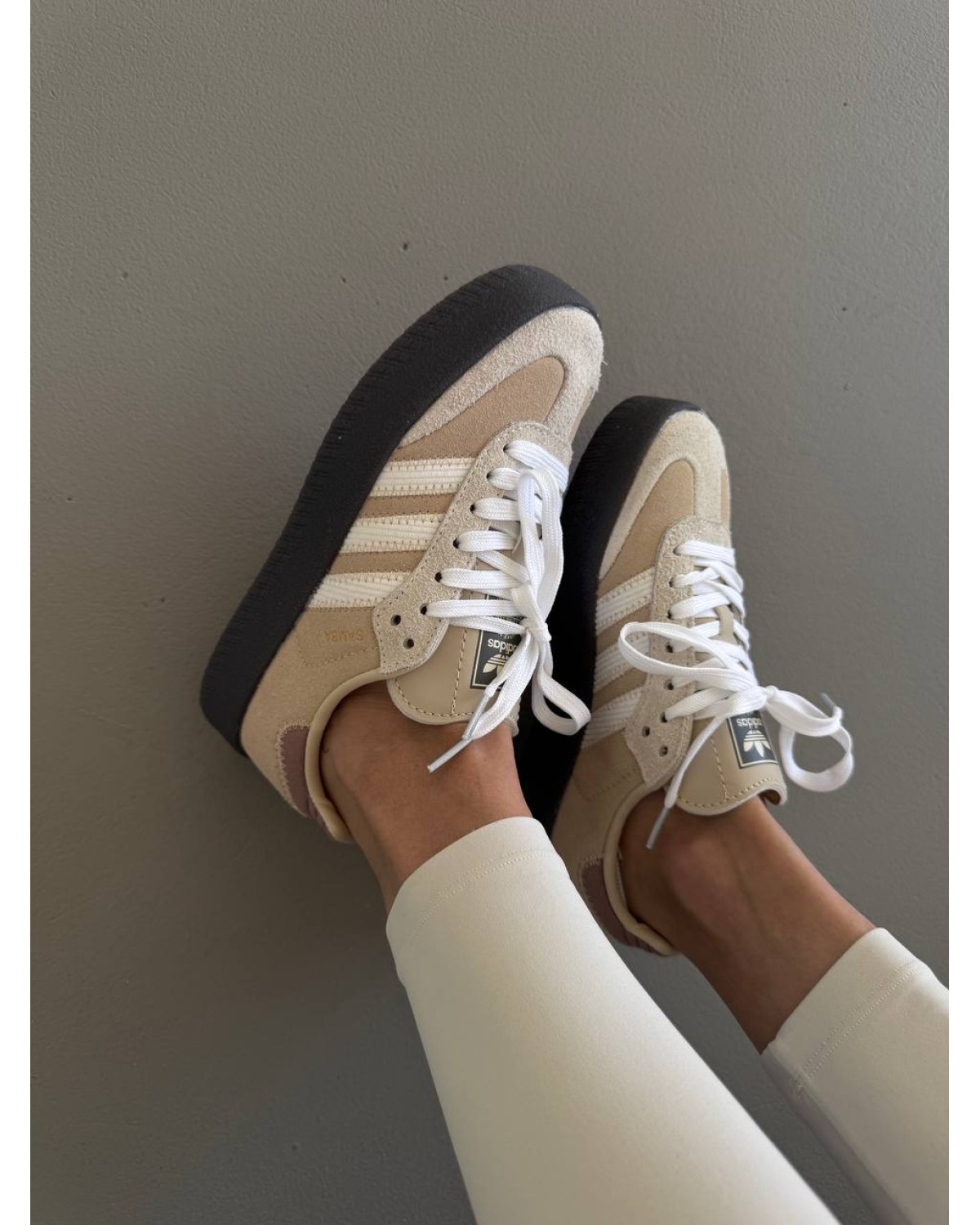 Adidas Samba Beige / Black Platform