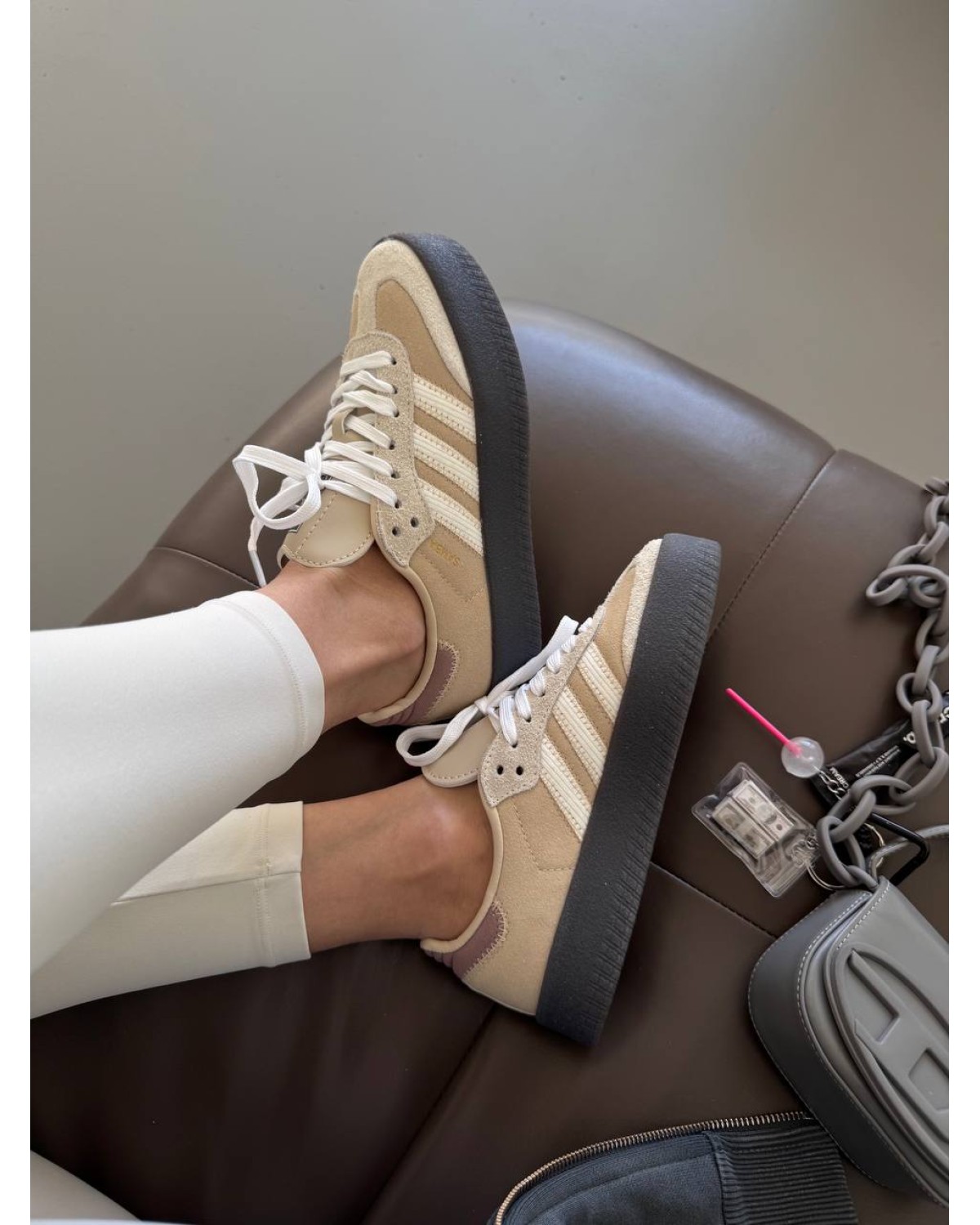 Adidas Samba Beige / Black Platform
