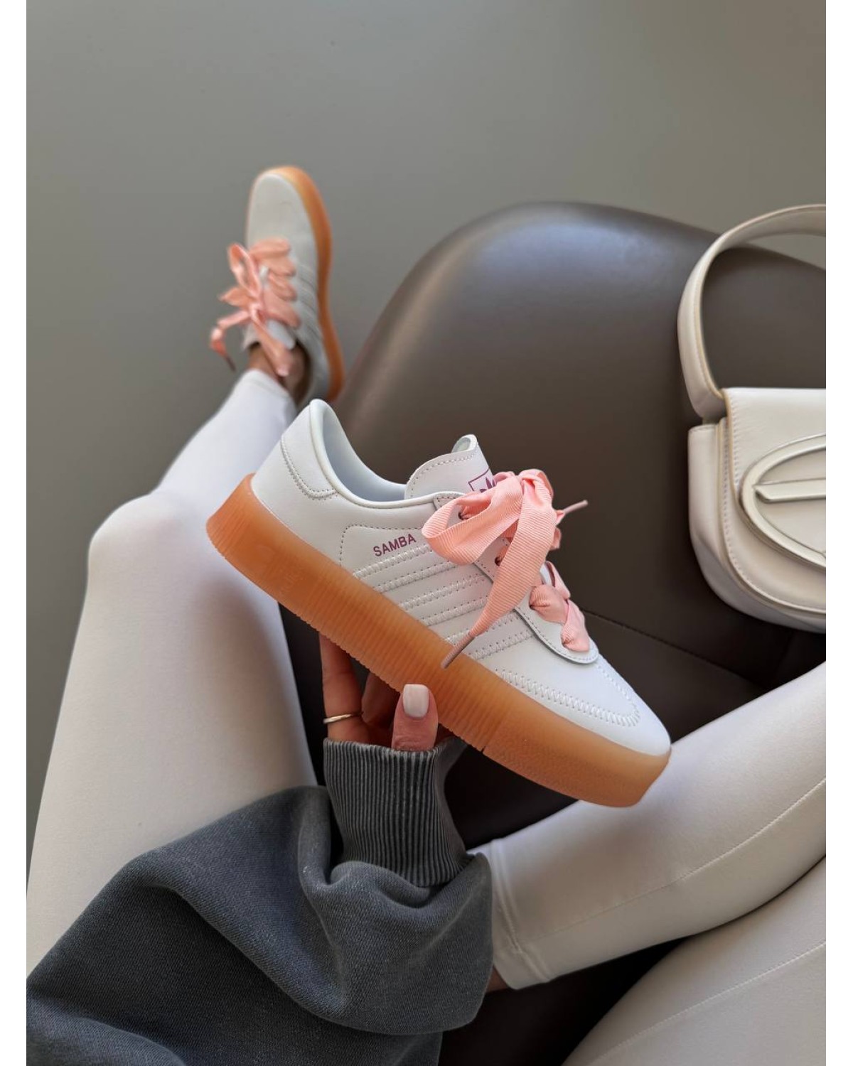 Adidas Samba Platform White / Peach
