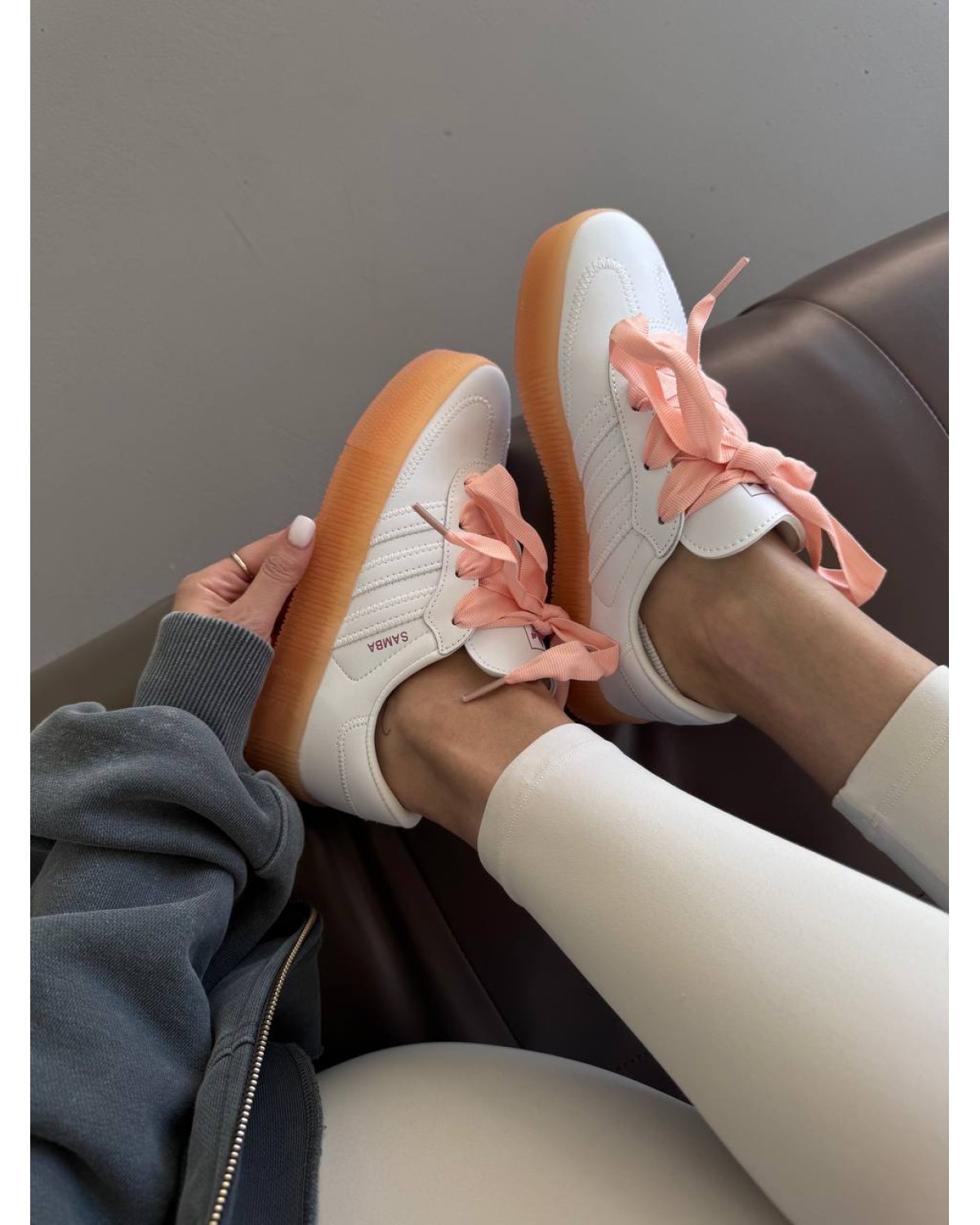 Adidas Samba Platform White / Peach