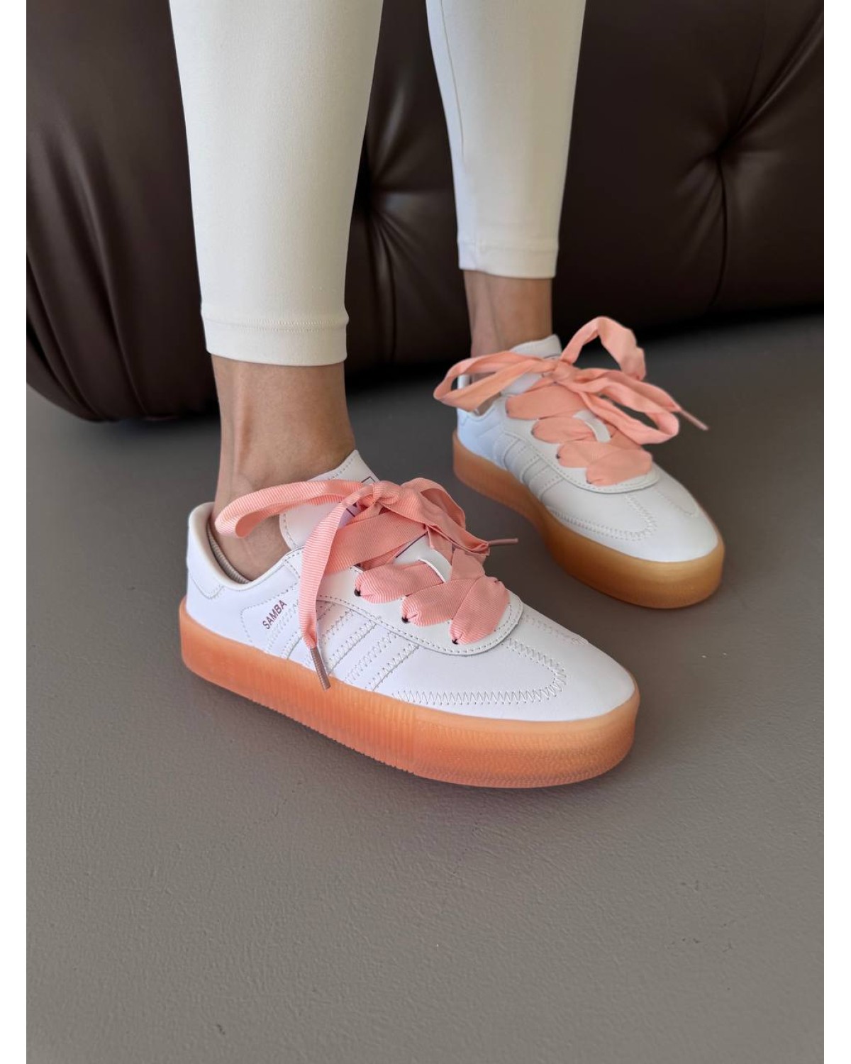Adidas Samba Platform White / Peach