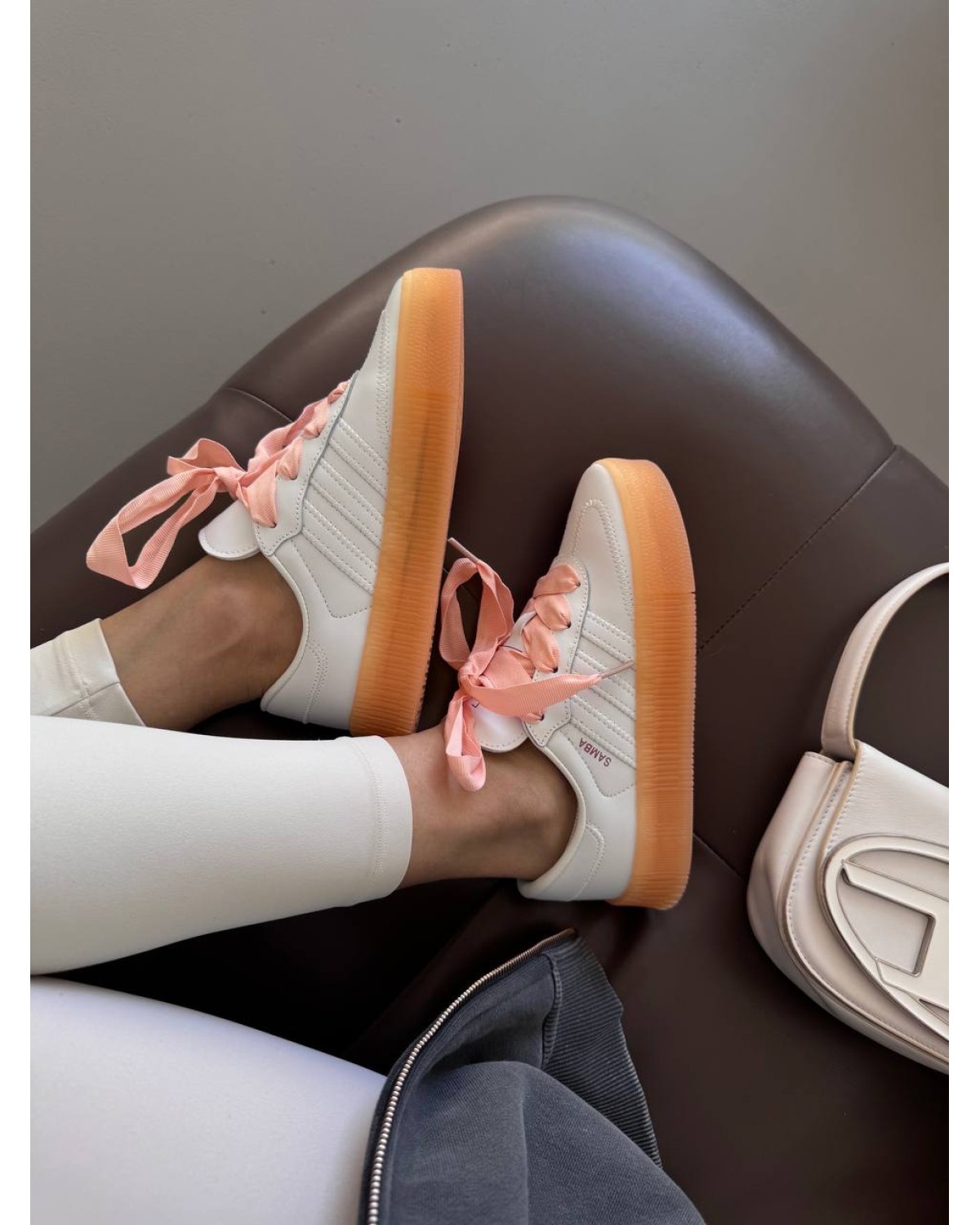 Adidas Samba Platform White / Peach