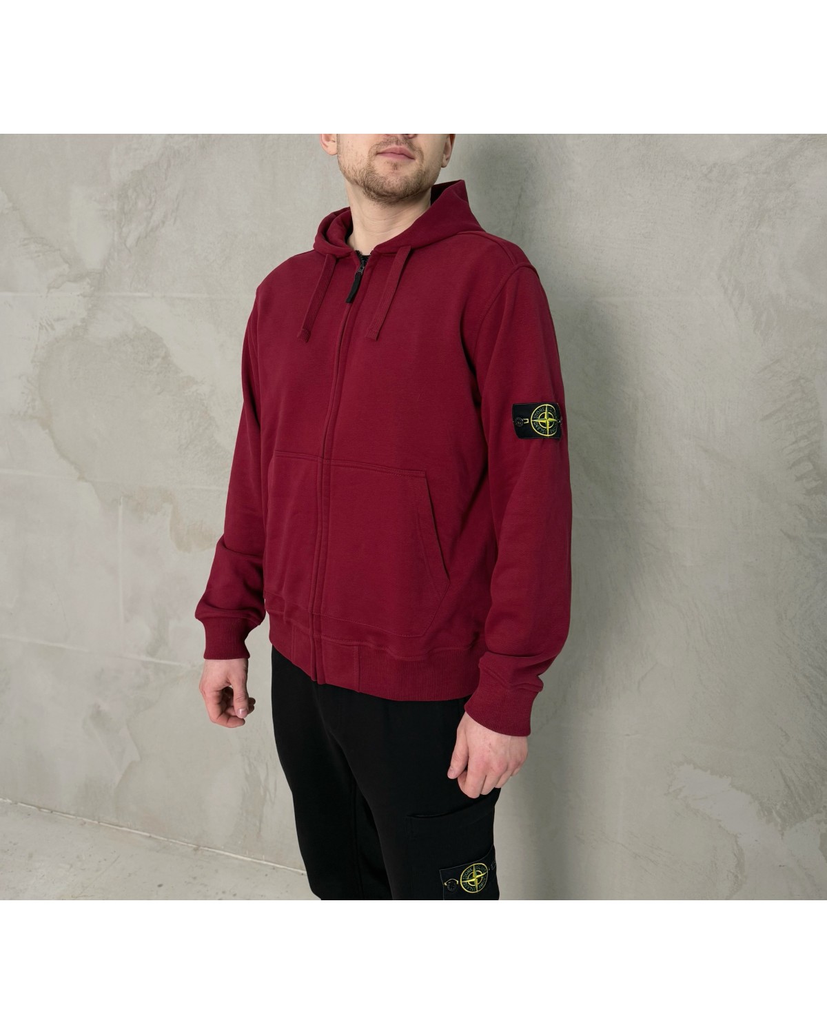 Зіп - худі Stone Island бордовий