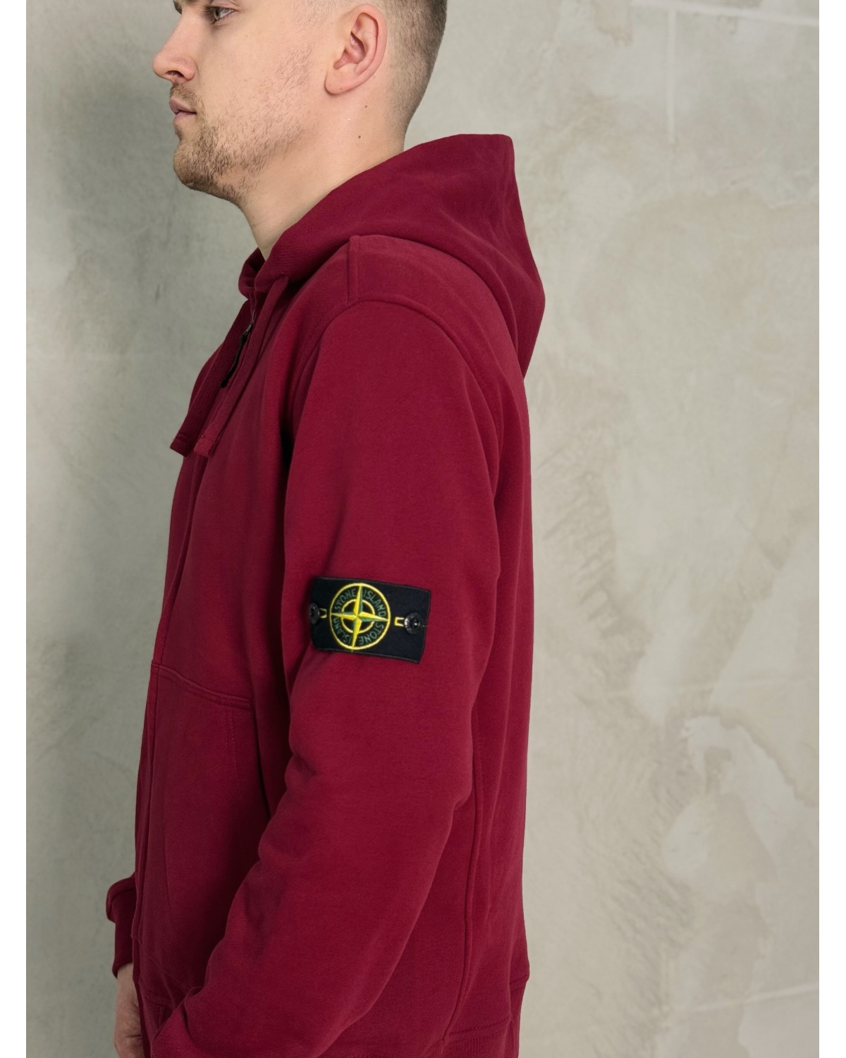 Зіп - худі Stone Island бордовий