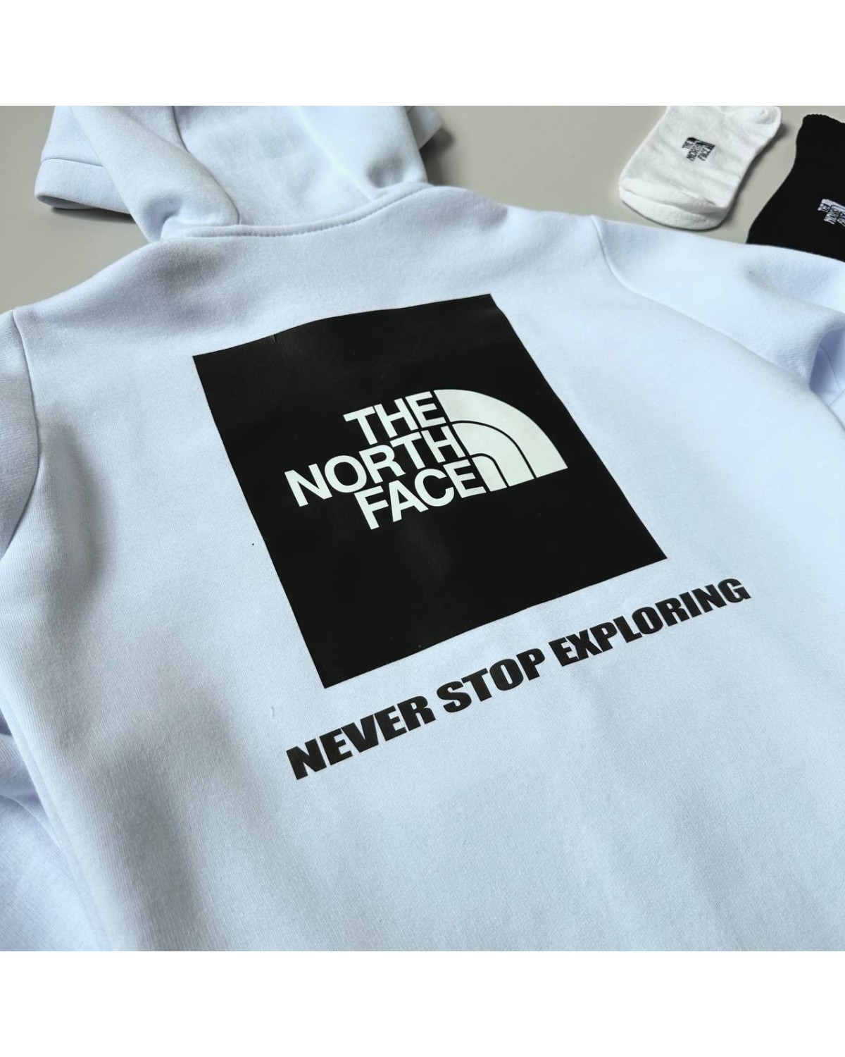 Костюм The North Face зіп - худі × штани біло - чорний