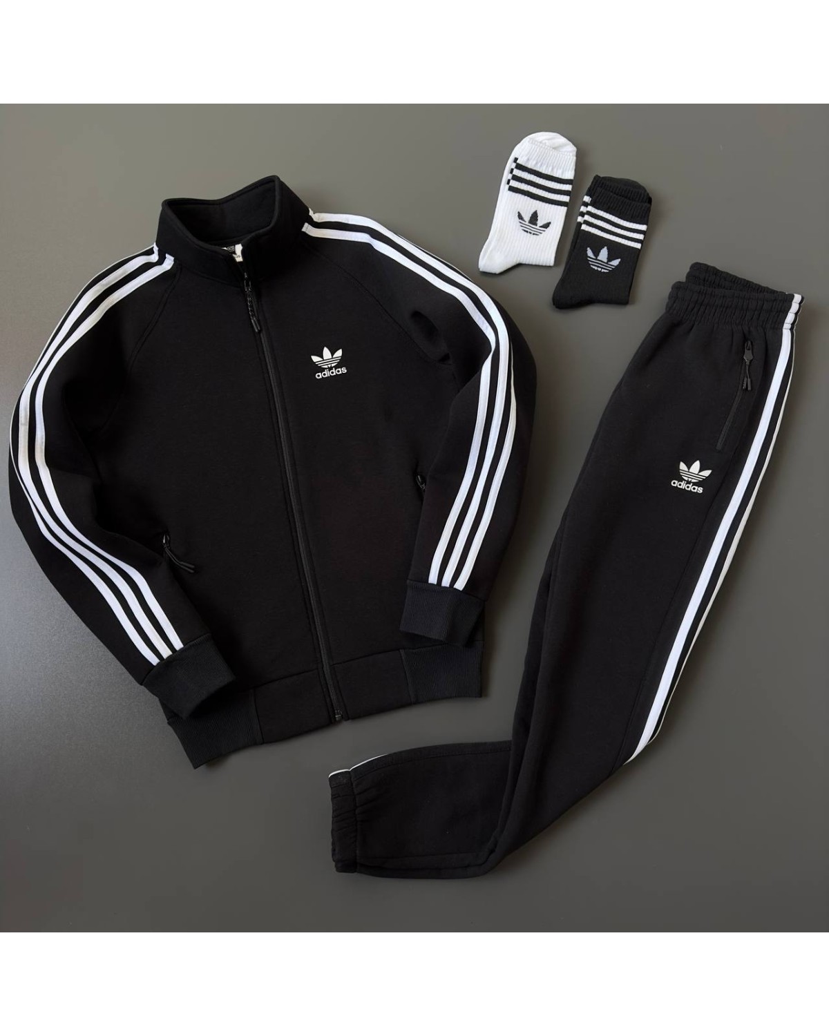 Костюм Adidas олімпійка × штани чорний