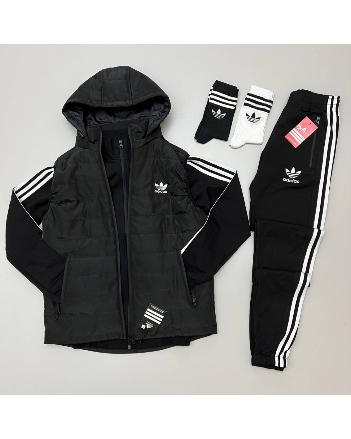 Комплект Adidas жилетка × олімпійка × штани чорний