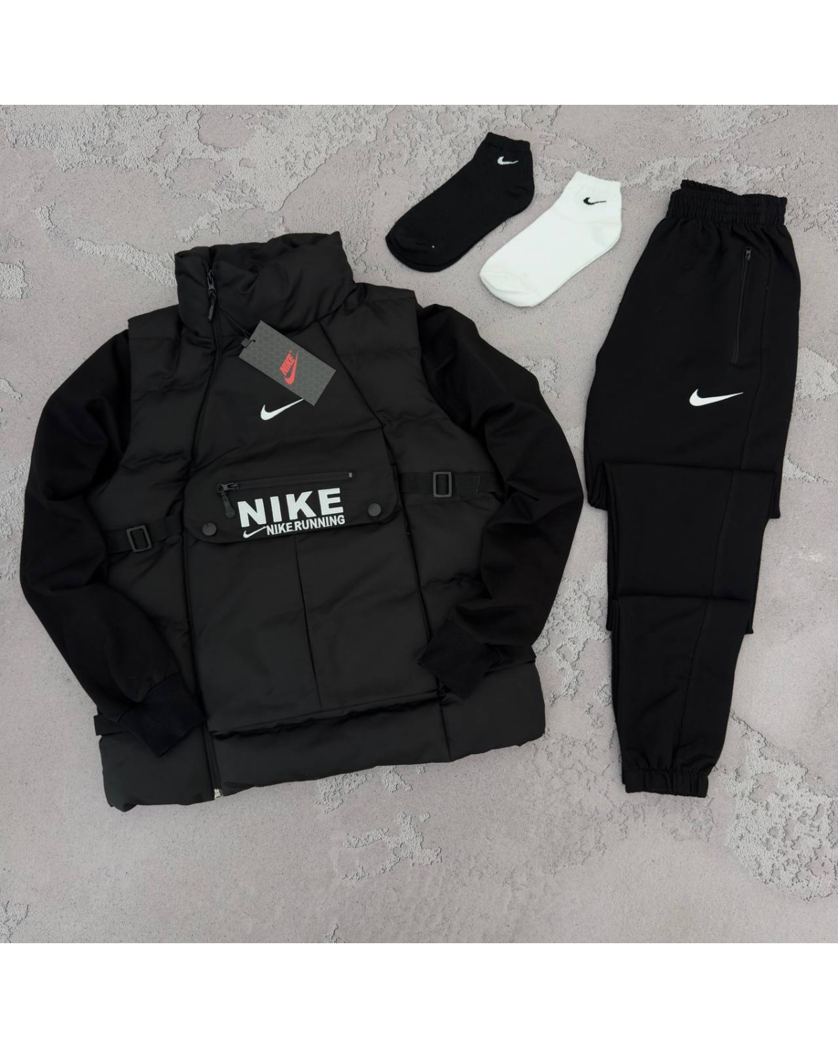 Комплект Nike жилетка × світшот × штани чорний