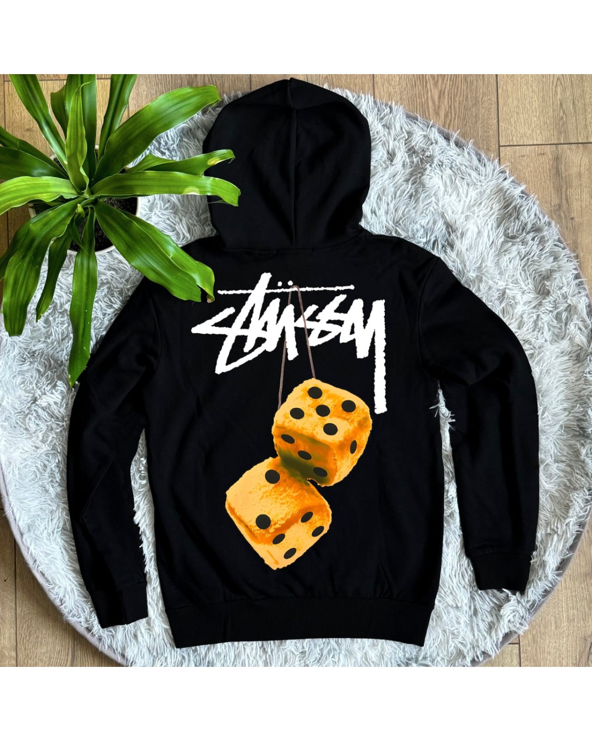 Худі Stussy Yellow Fuzzy Dice чорне