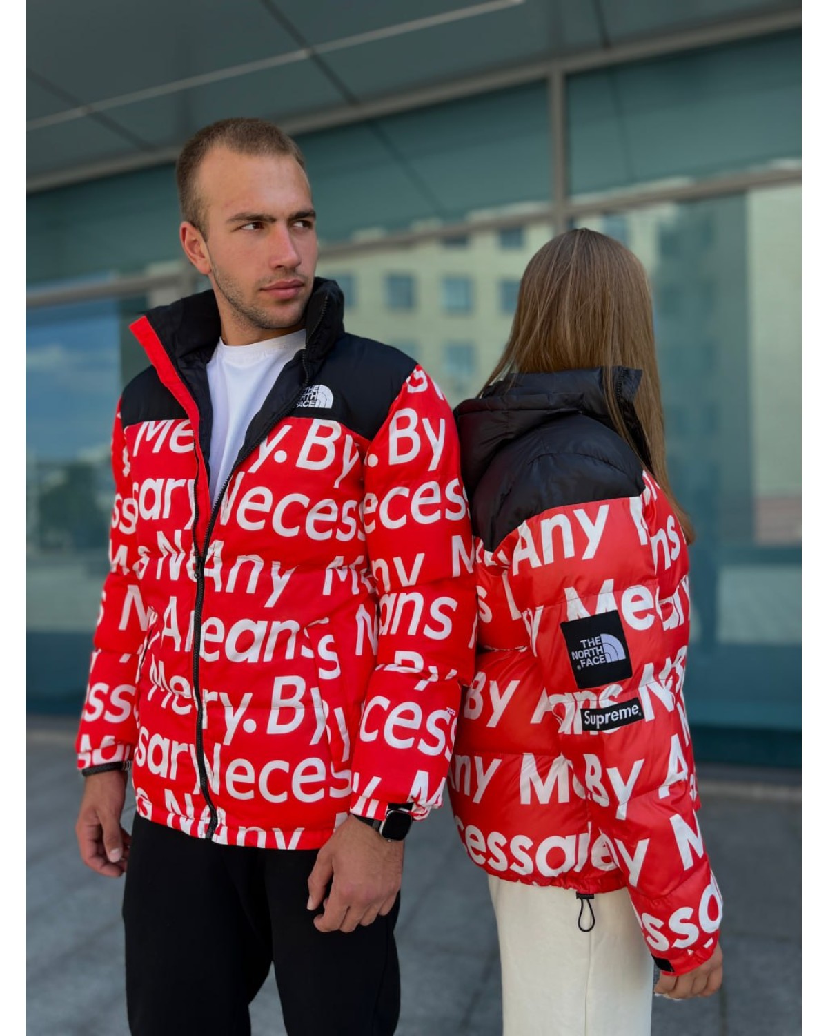 Пуховик The North Face × Supreme червоний