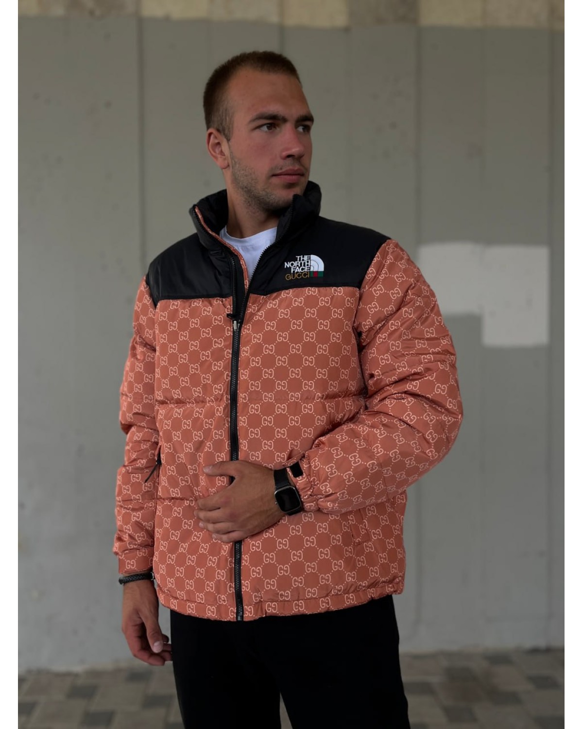 Пуховик The North Face  x Gucci помаранчевий