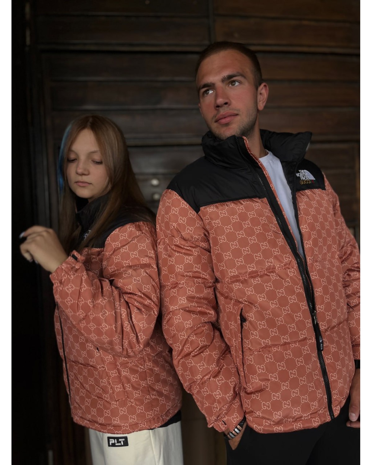 Пуховик The North Face  x Gucci помаранчевий