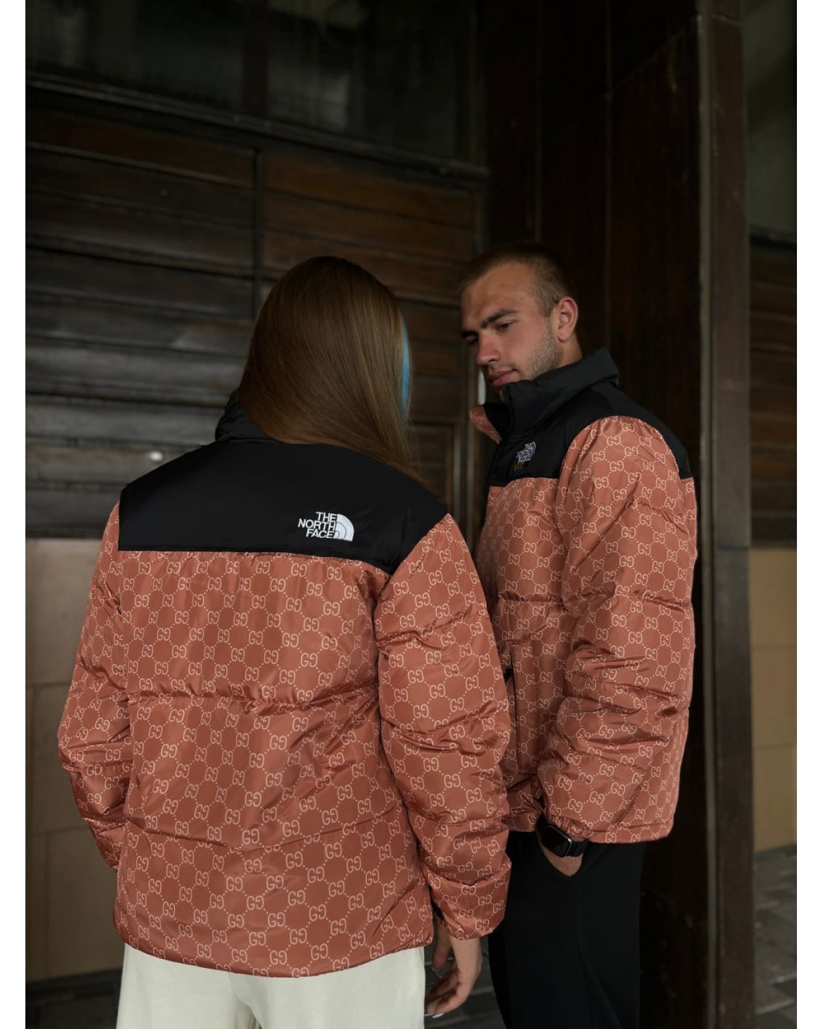 Пуховик The North Face  x Gucci помаранчевий