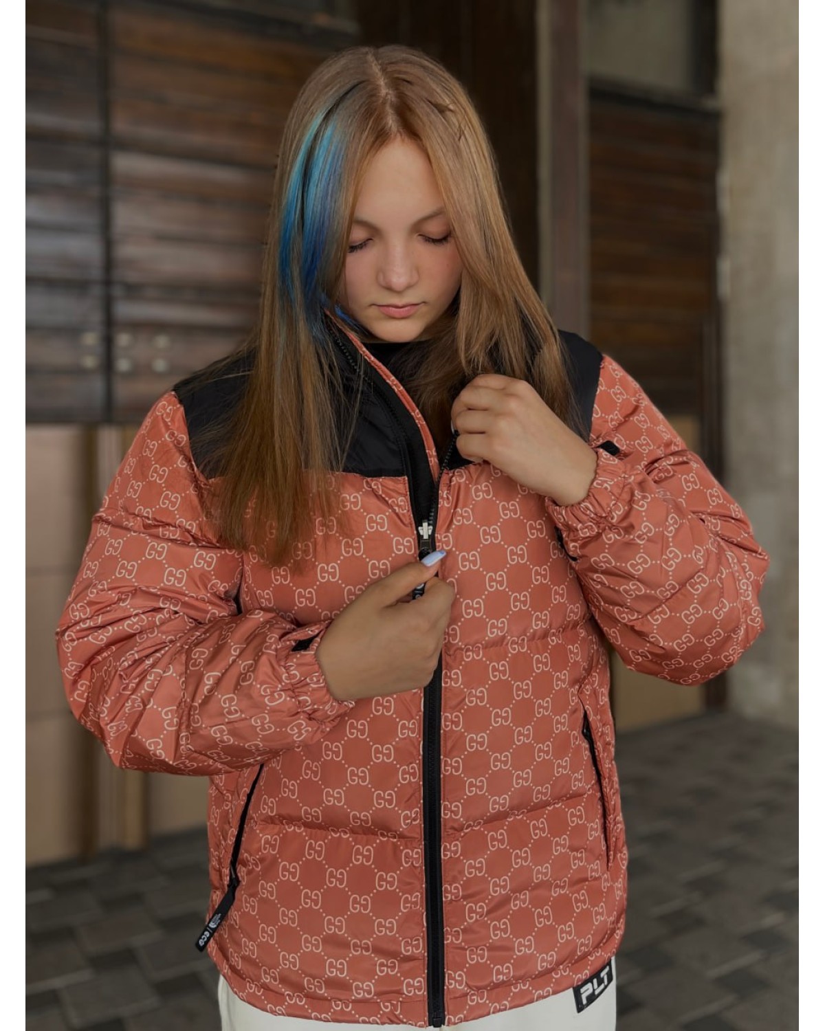 Пуховик The North Face  x Gucci помаранчевий