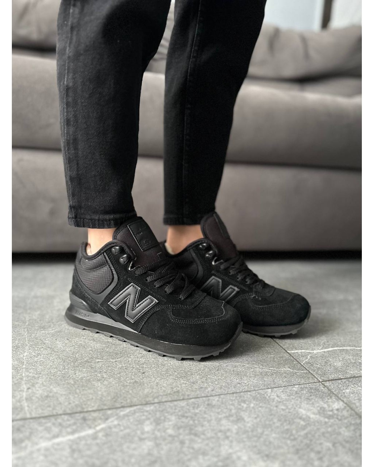 New Balance 574 High Black (хутро)