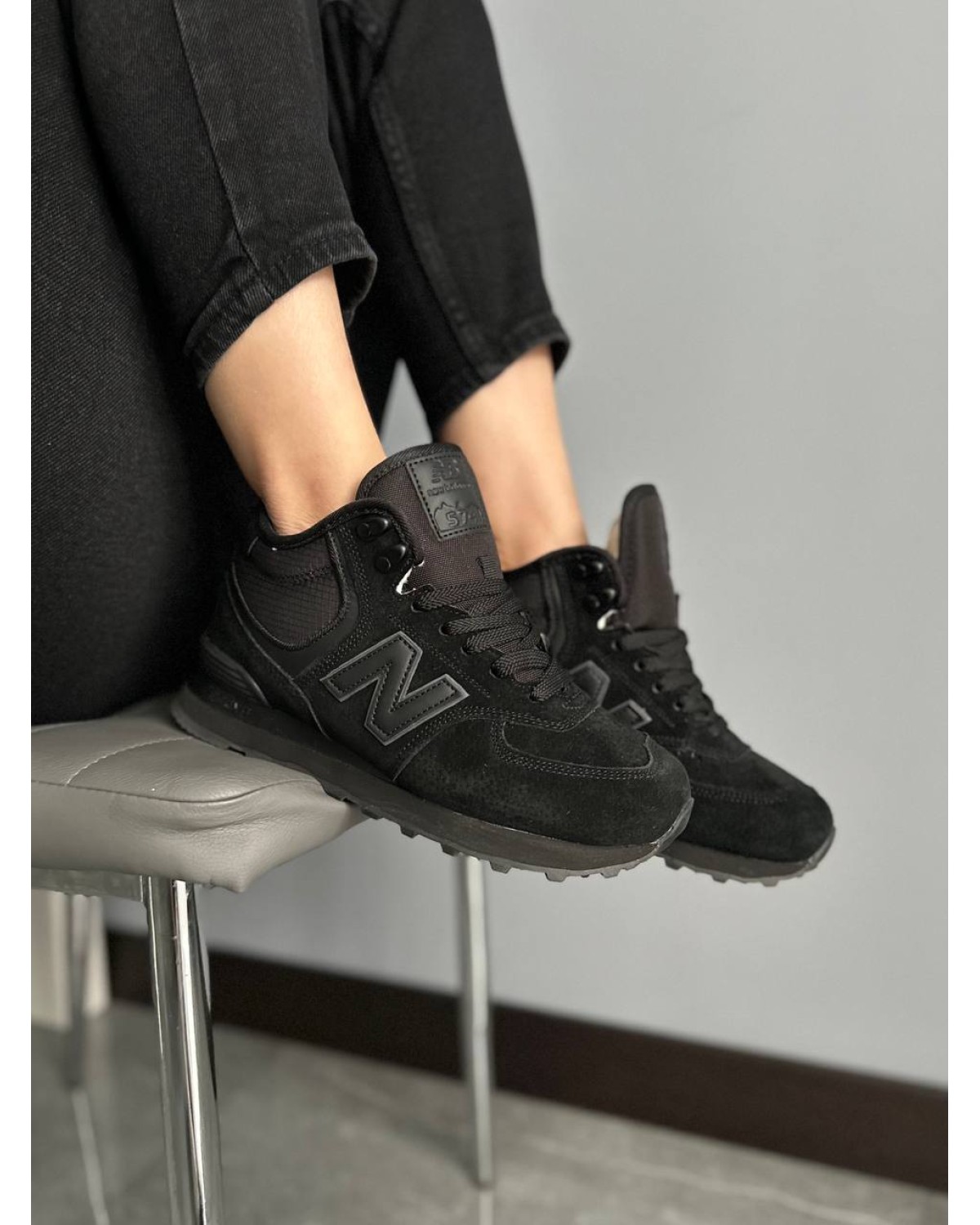 New Balance 574 High Black (хутро)