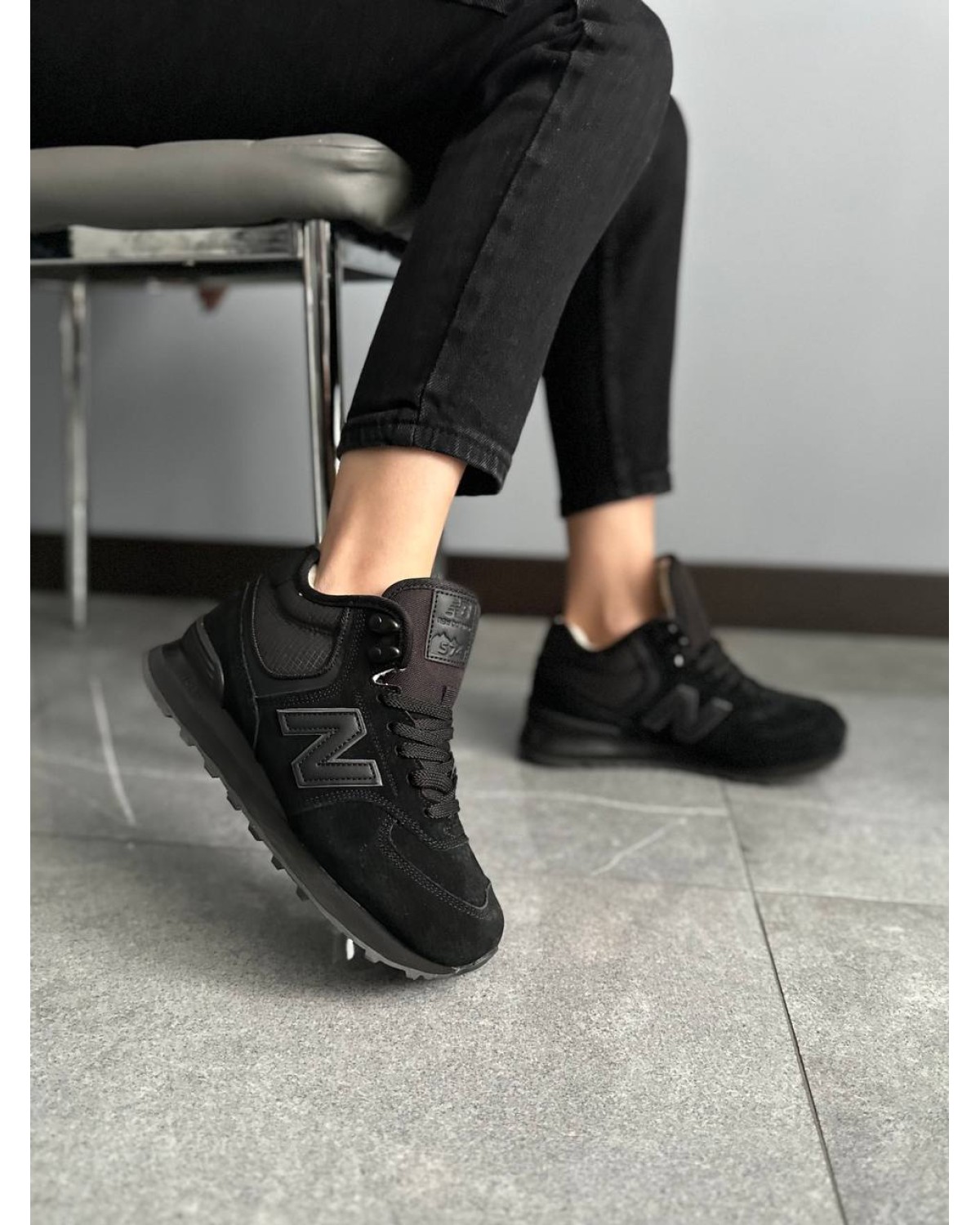 New Balance 574 High Black (хутро)