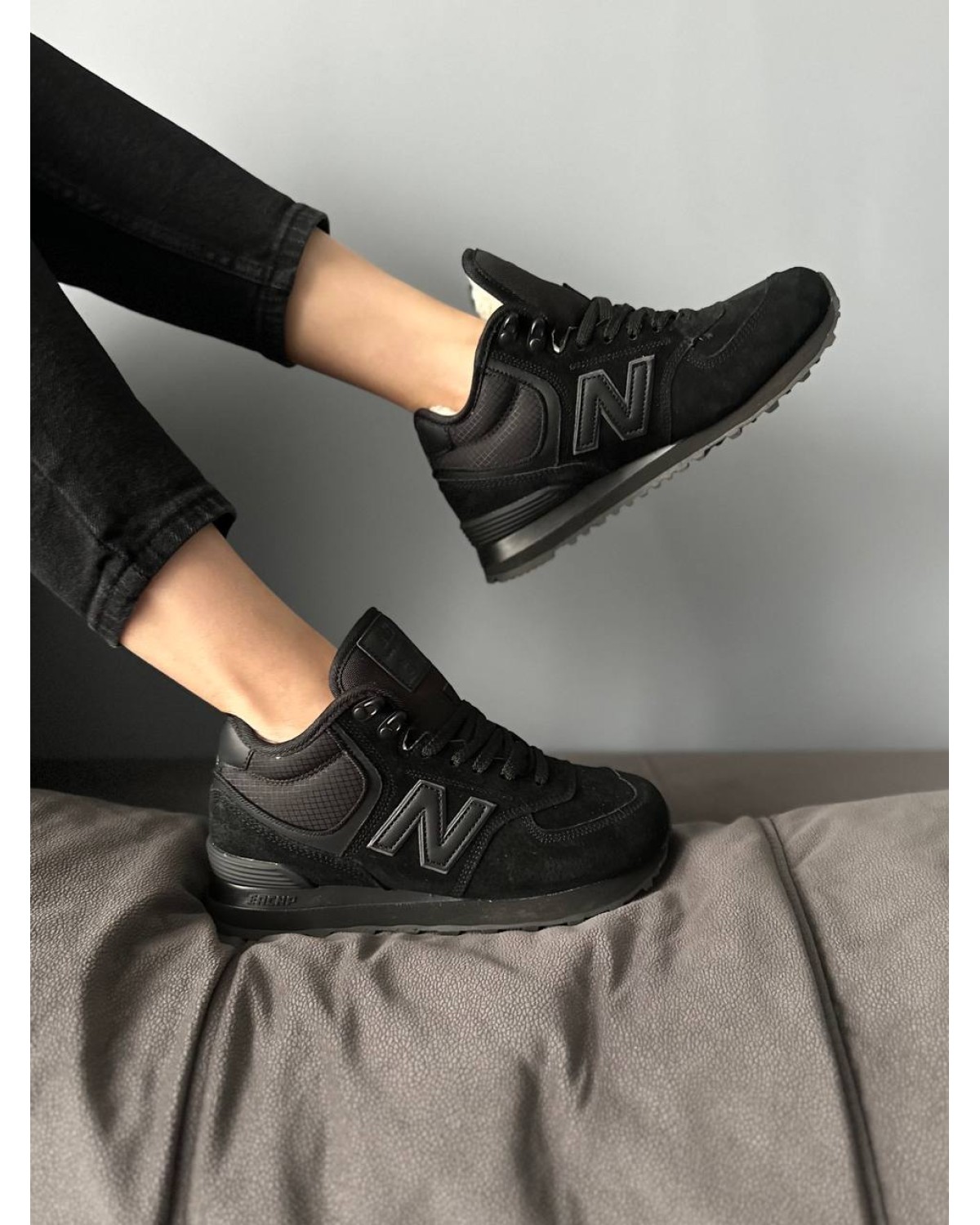 New Balance 574 High Black (хутро)