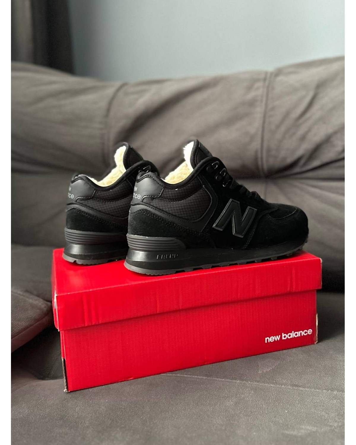 New Balance 574 High Black (хутро)