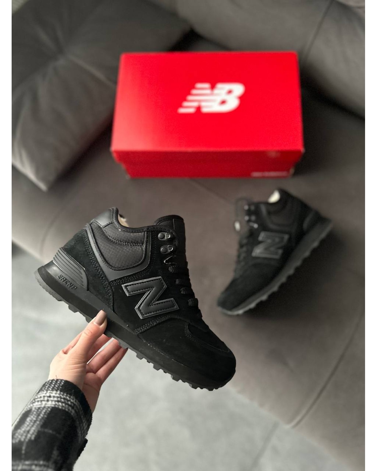 New Balance 574 High Black (хутро)