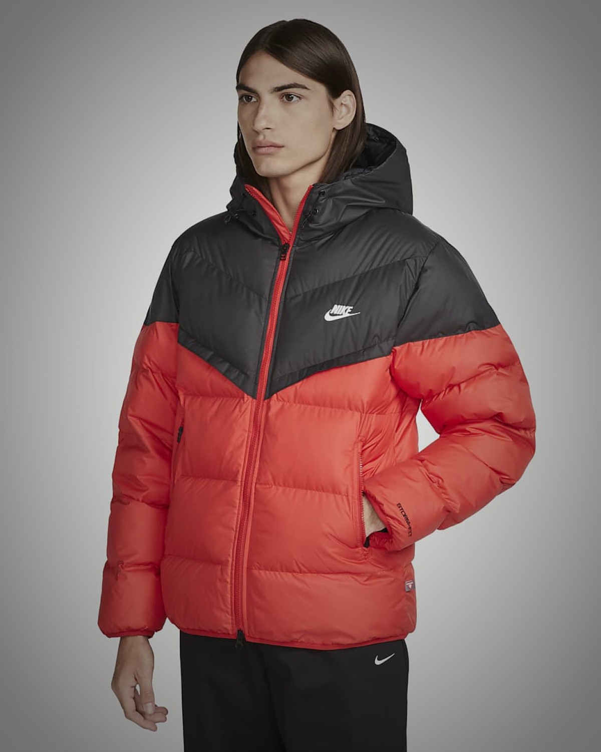 Пуховик Nike Sf Wr Pl - Fld Hd Jkt Red/Black