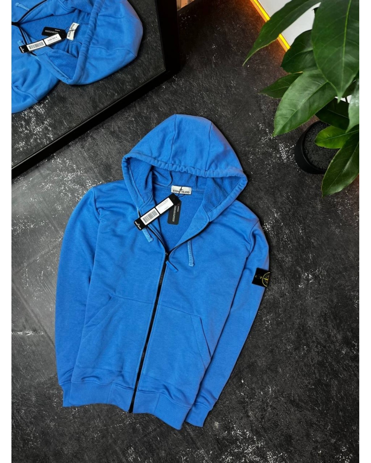 Зіп - худі Stone Island синє COTTON FLEECE ZIP HOODIE SWEATER - PERIWINKLE