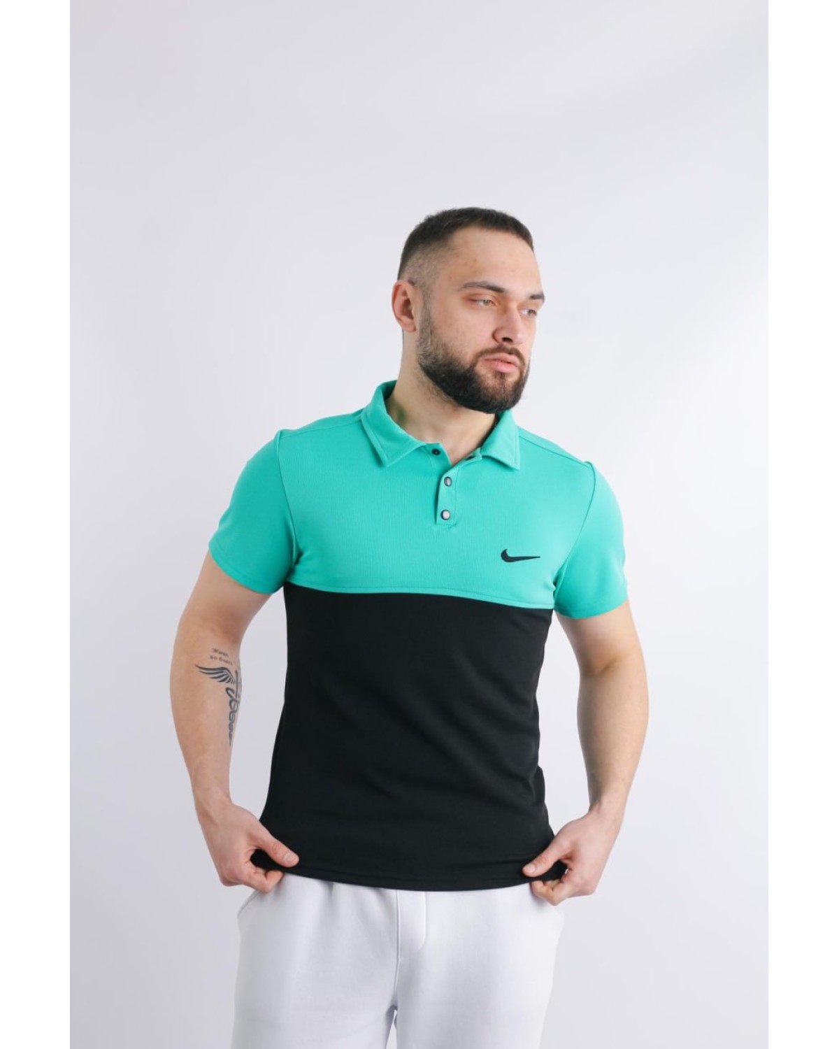 Футболка Polo Nike бірюзово-чорна