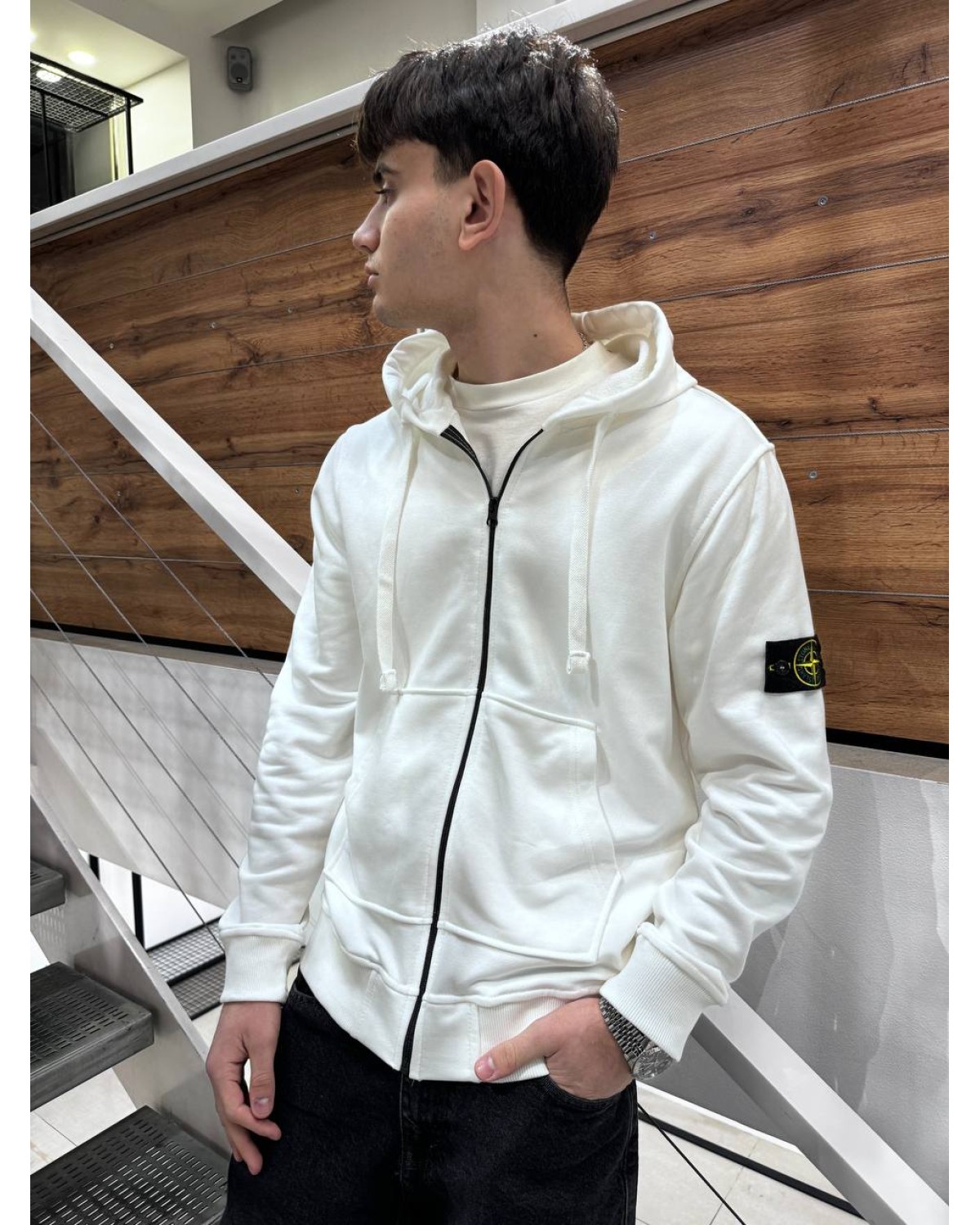 Зіп - худі Stone Island біле