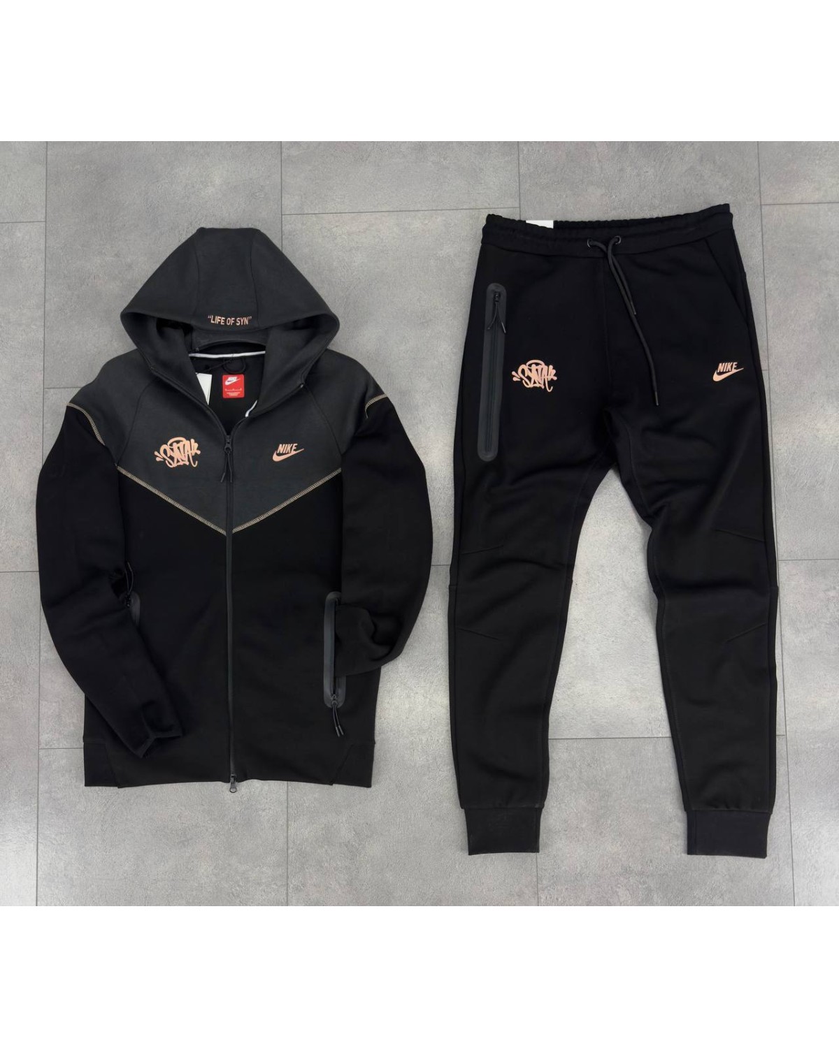 Костюм Nike Tech Fleece чорно - сірий