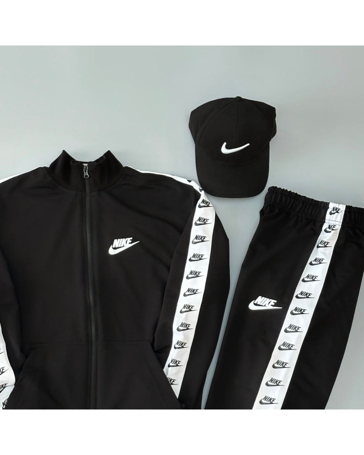 Комплект Nike Lampas Zip костюм х жилетка матова х кепка чорний