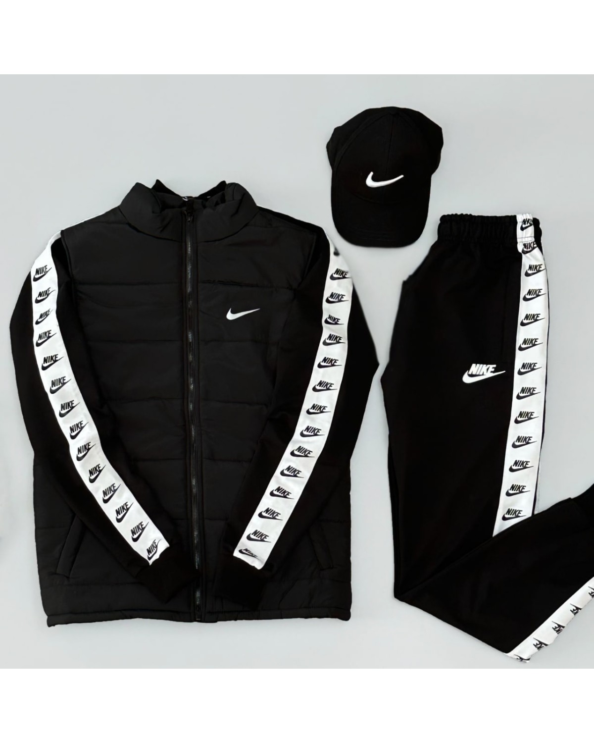 Комплект Nike Lampas Zip костюм х жилетка матова х кепка чорний