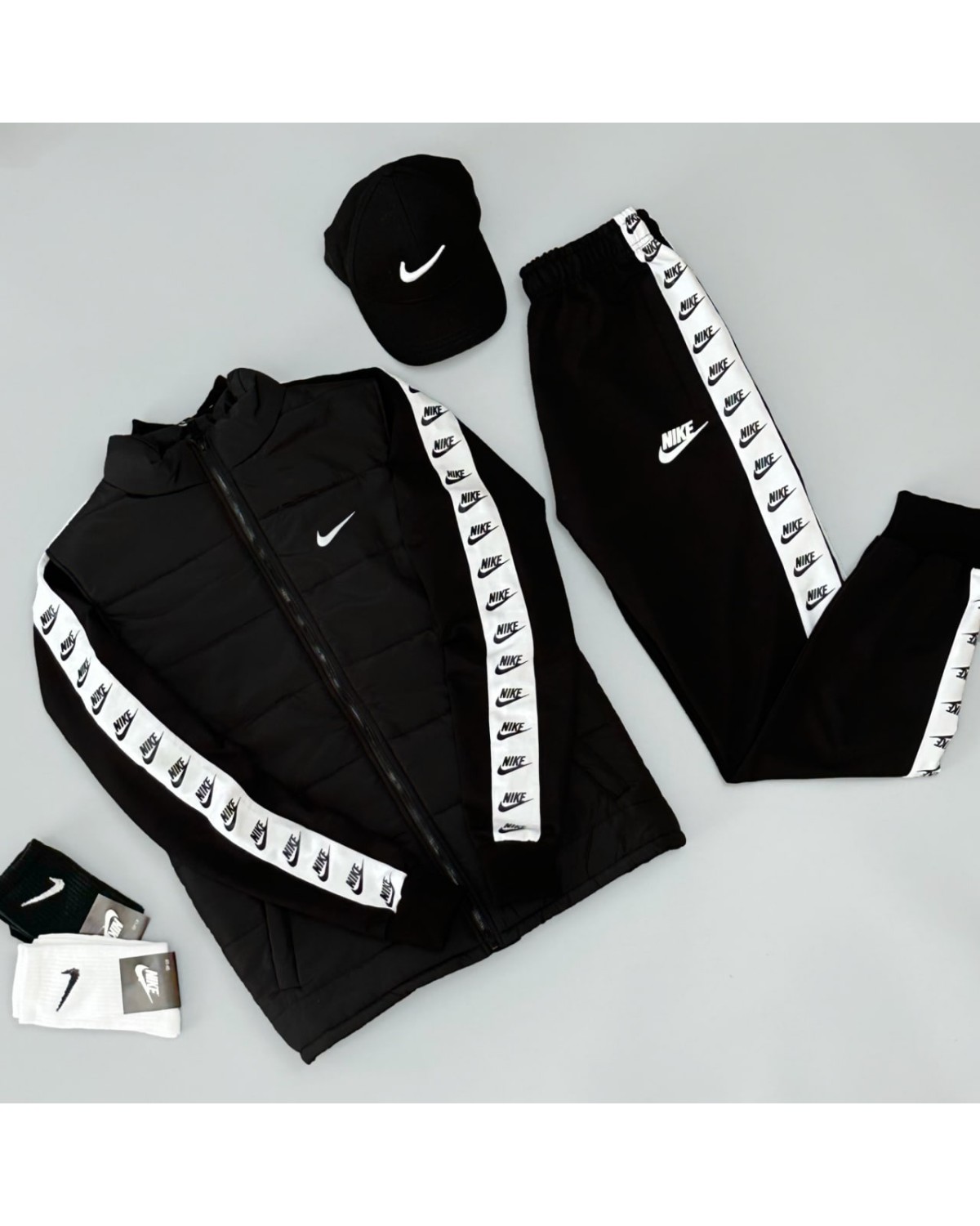 Комплект Nike Lampas Zip костюм х жилетка матова х кепка чорний