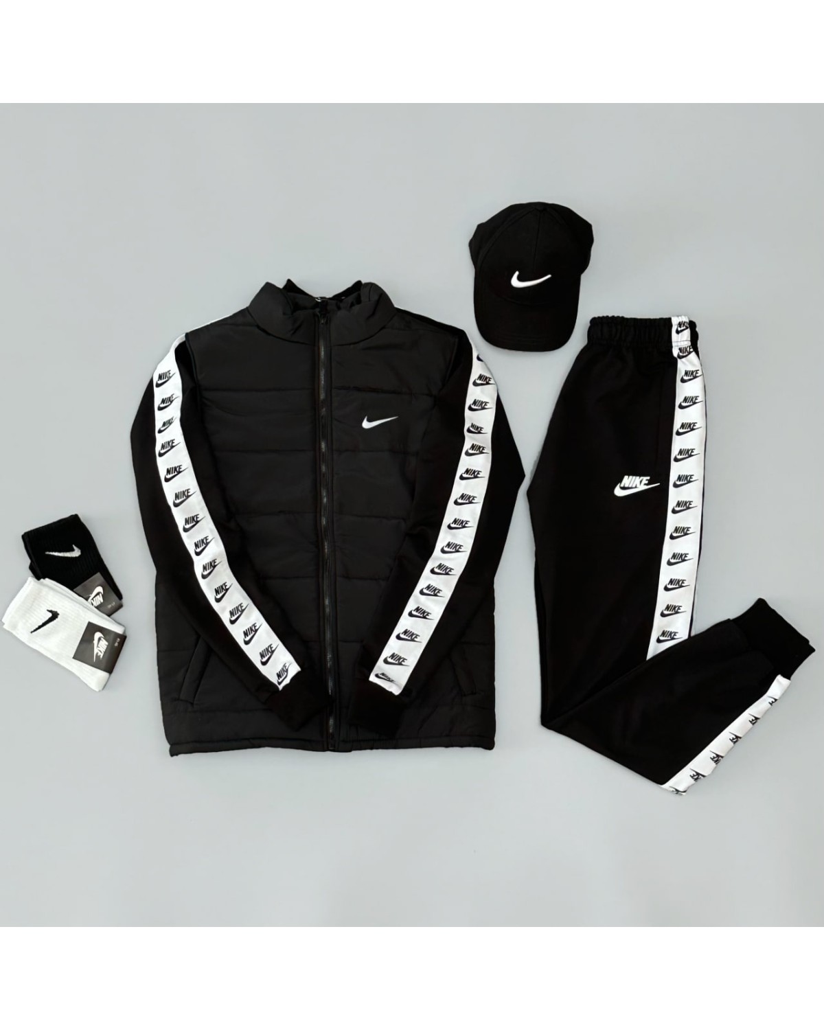Комплект Nike Lampas Zip костюм х жилетка матова х кепка чорний
