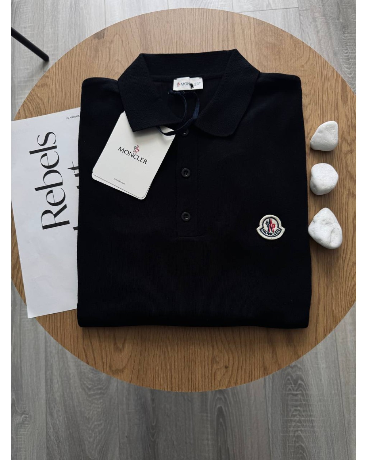 Футболка поло Moncler чорна