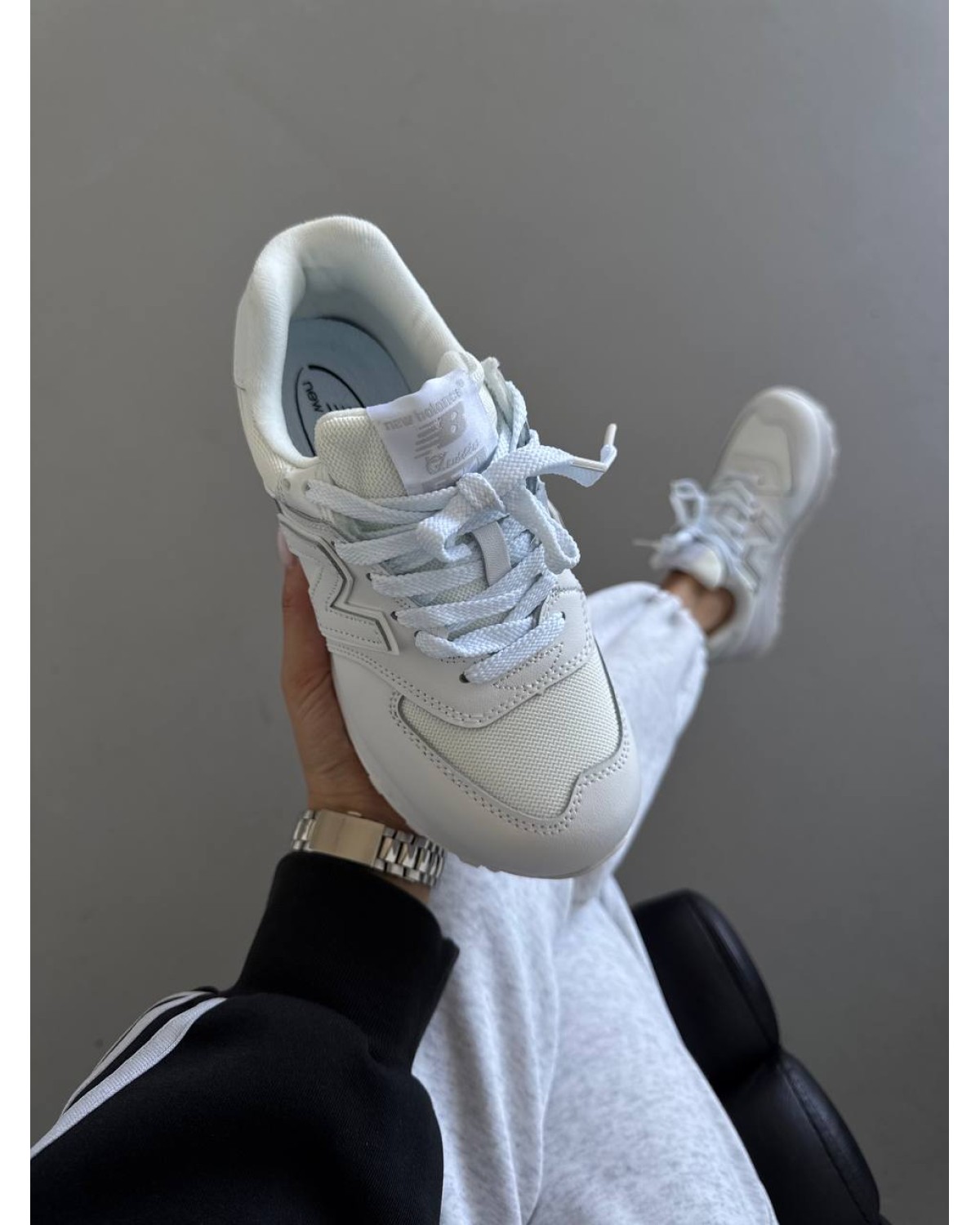 New Balance 574 White Leather/ Net
